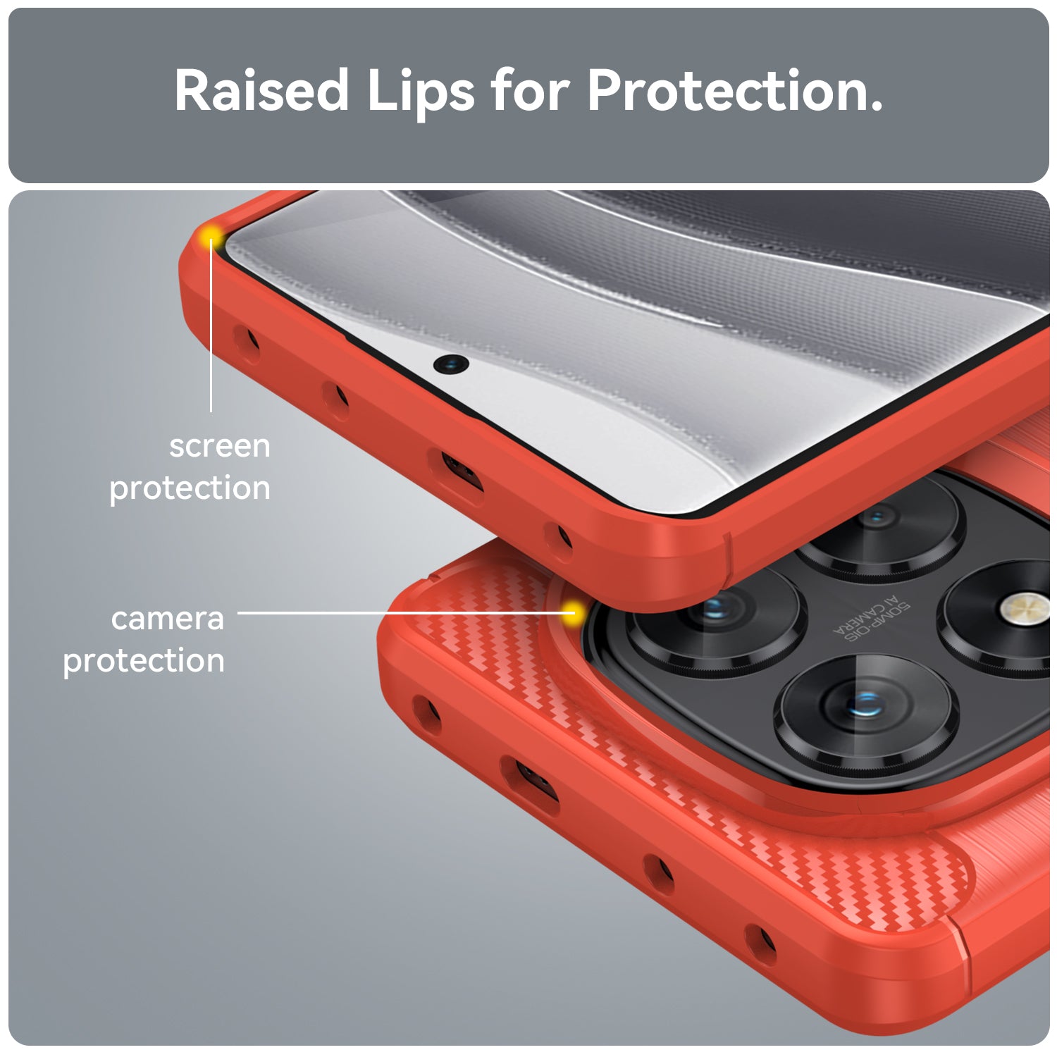 Xiaomi Redmi Note 14 Pro 5G Carbon Fibre TPU Case Slim Shockproof Cover Red