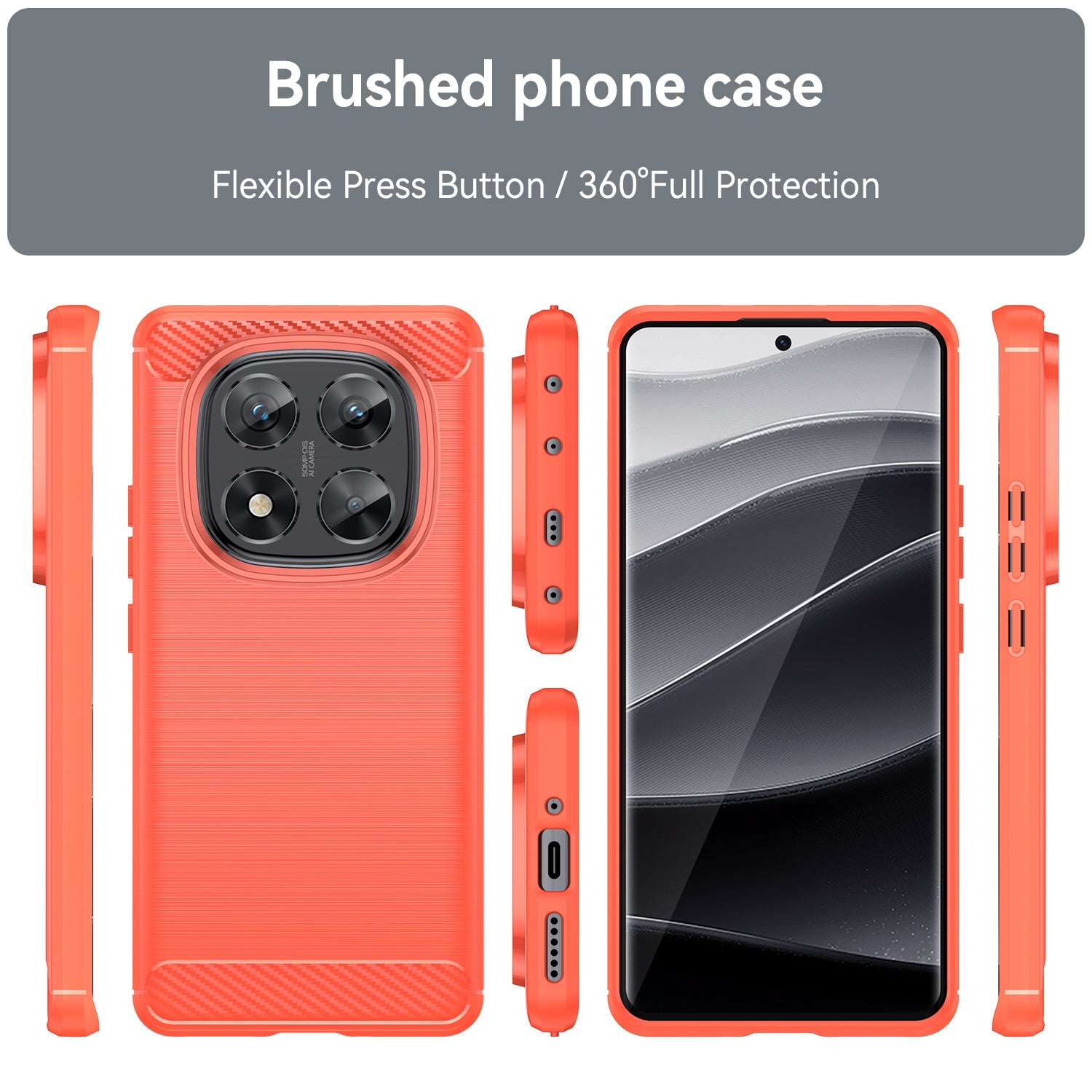 Xiaomi Redmi Note 14 Pro 5G Carbon Fibre TPU Case Slim Shockproof Cover Red