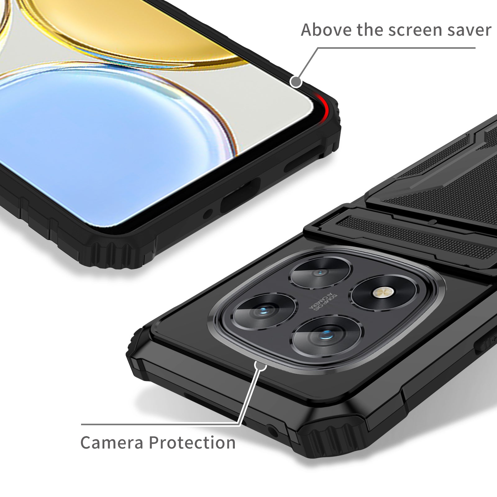 Xiaomi Redmi Note 14 Pro 5G Heavy Duty Kickstand Card Holder Case Shockproof Black