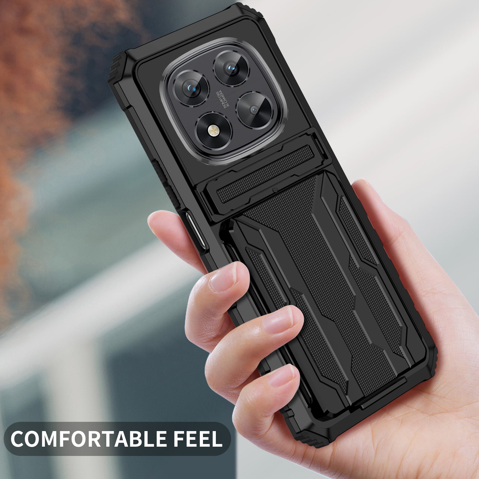 Xiaomi Redmi Note 14 Pro 5G Heavy Duty Kickstand Card Holder Case Shockproof Black