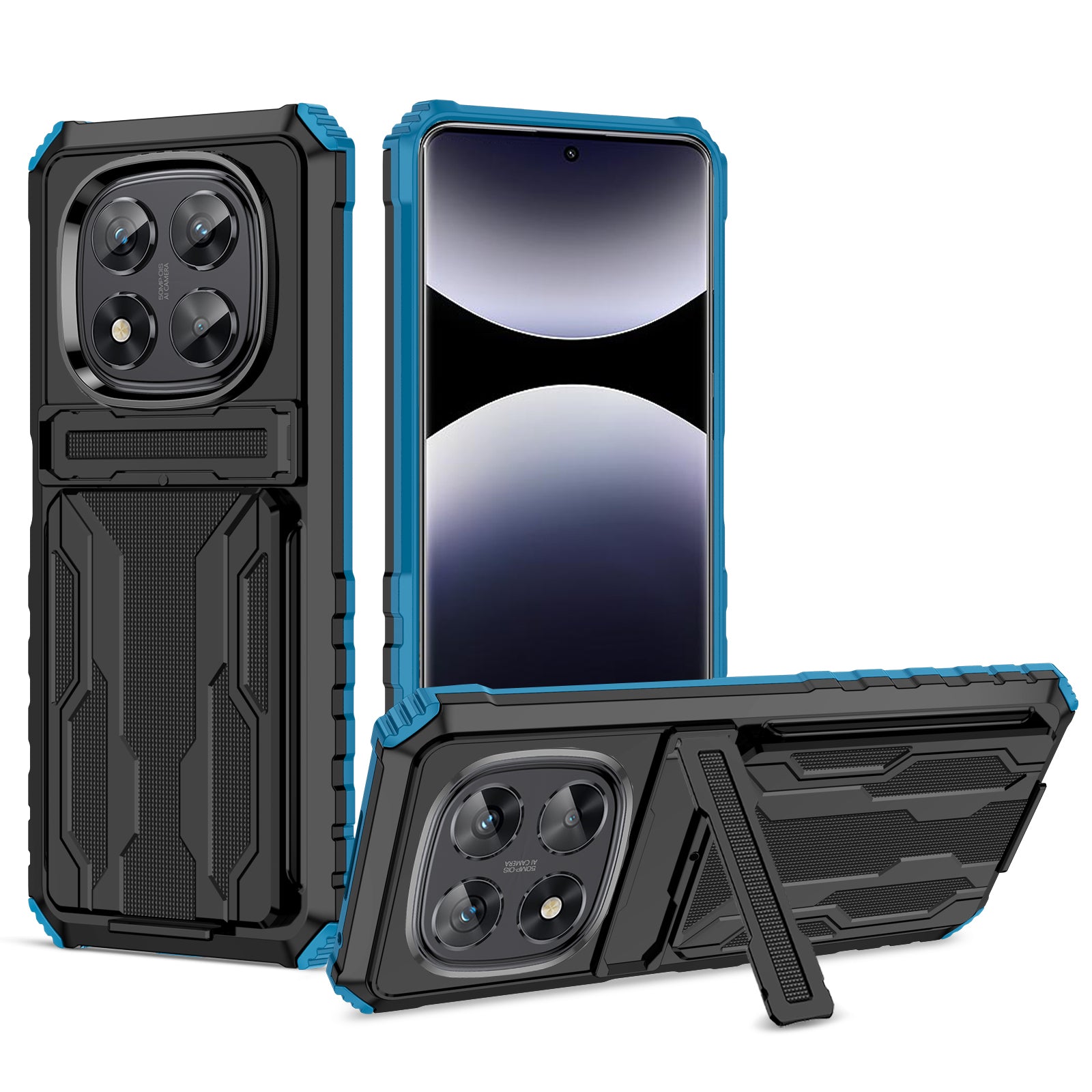 Xiaomi Redmi Note 14 Pro 5G Heavy Duty Kickstand Card Holder Case Shockproof Navy