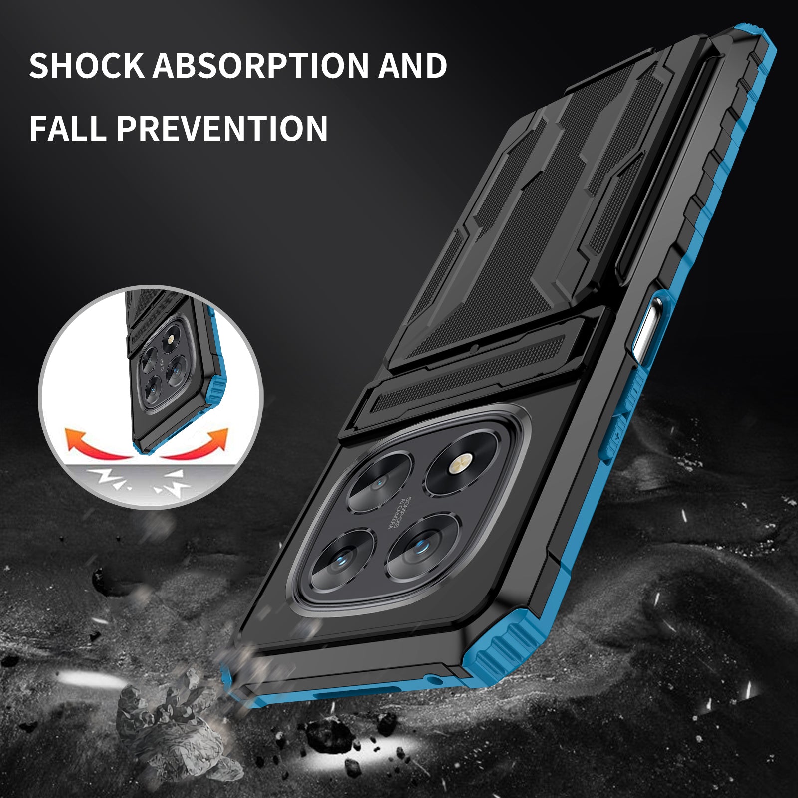 Xiaomi Redmi Note 14 Pro 5G Heavy Duty Kickstand Card Holder Case Shockproof Navy