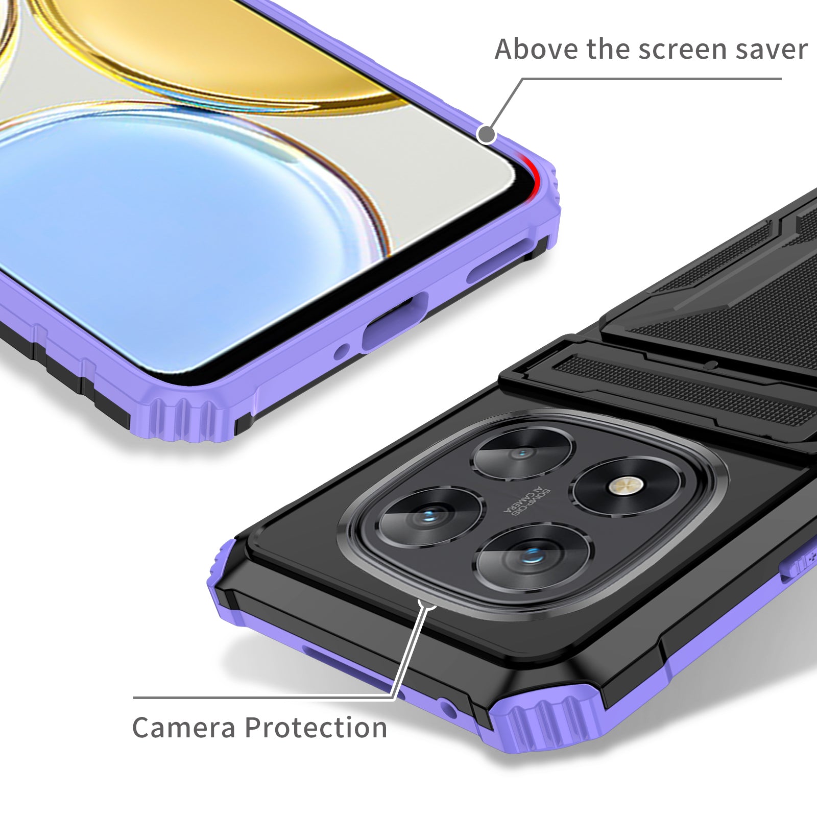 Xiaomi Redmi Note 14 Pro 5G Heavy Duty Kickstand Card Holder Case Shockproof Purple
