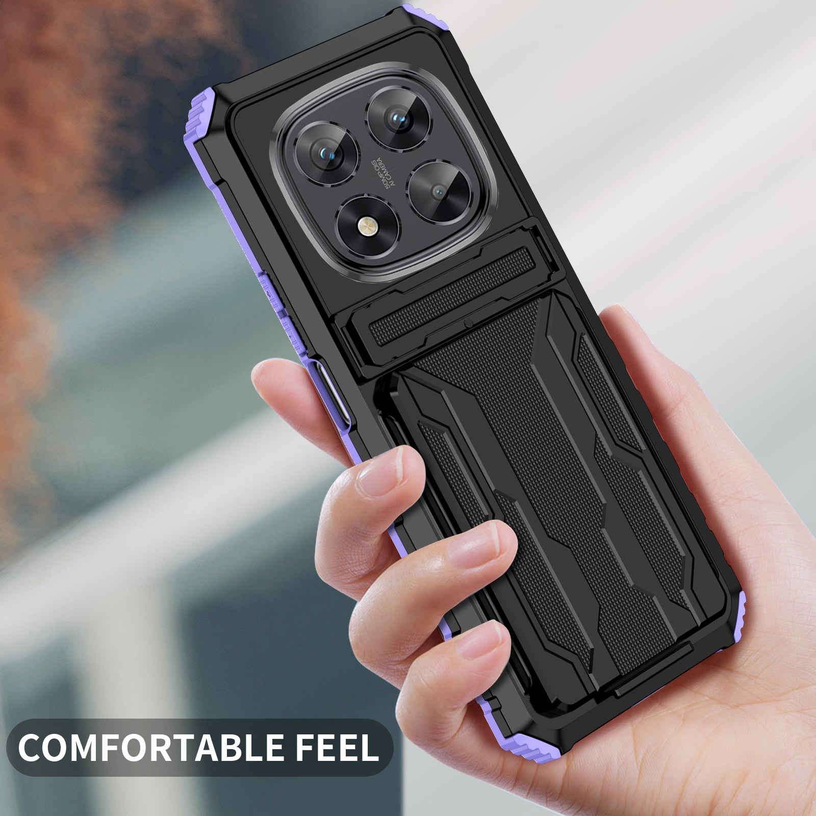 Xiaomi Redmi Note 14 Pro 5G Heavy Duty Kickstand Card Holder Case Shockproof Purple