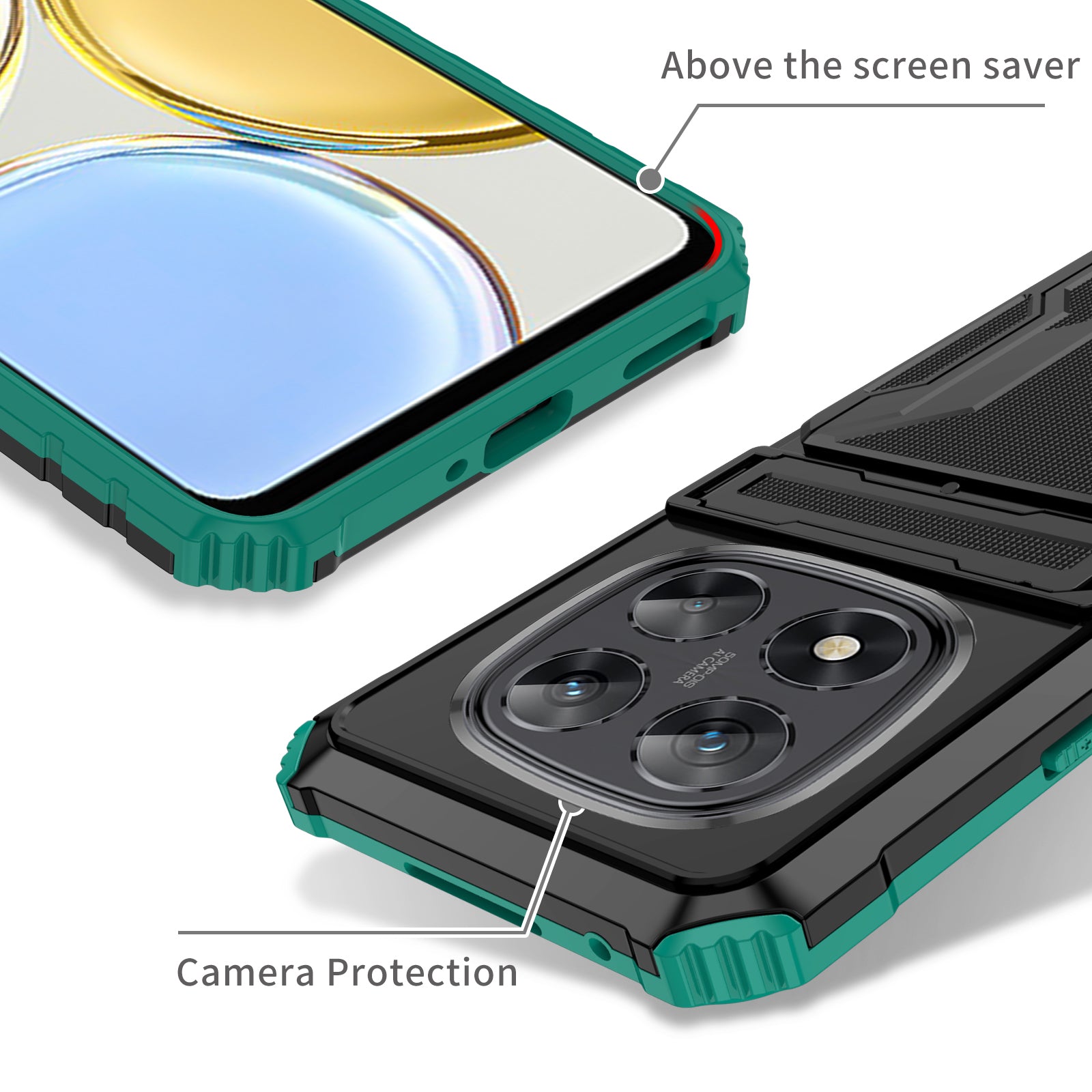 Xiaomi Redmi Note 14 Pro 5G Heavy Duty Kickstand Card Holder Case Shockproof Teal