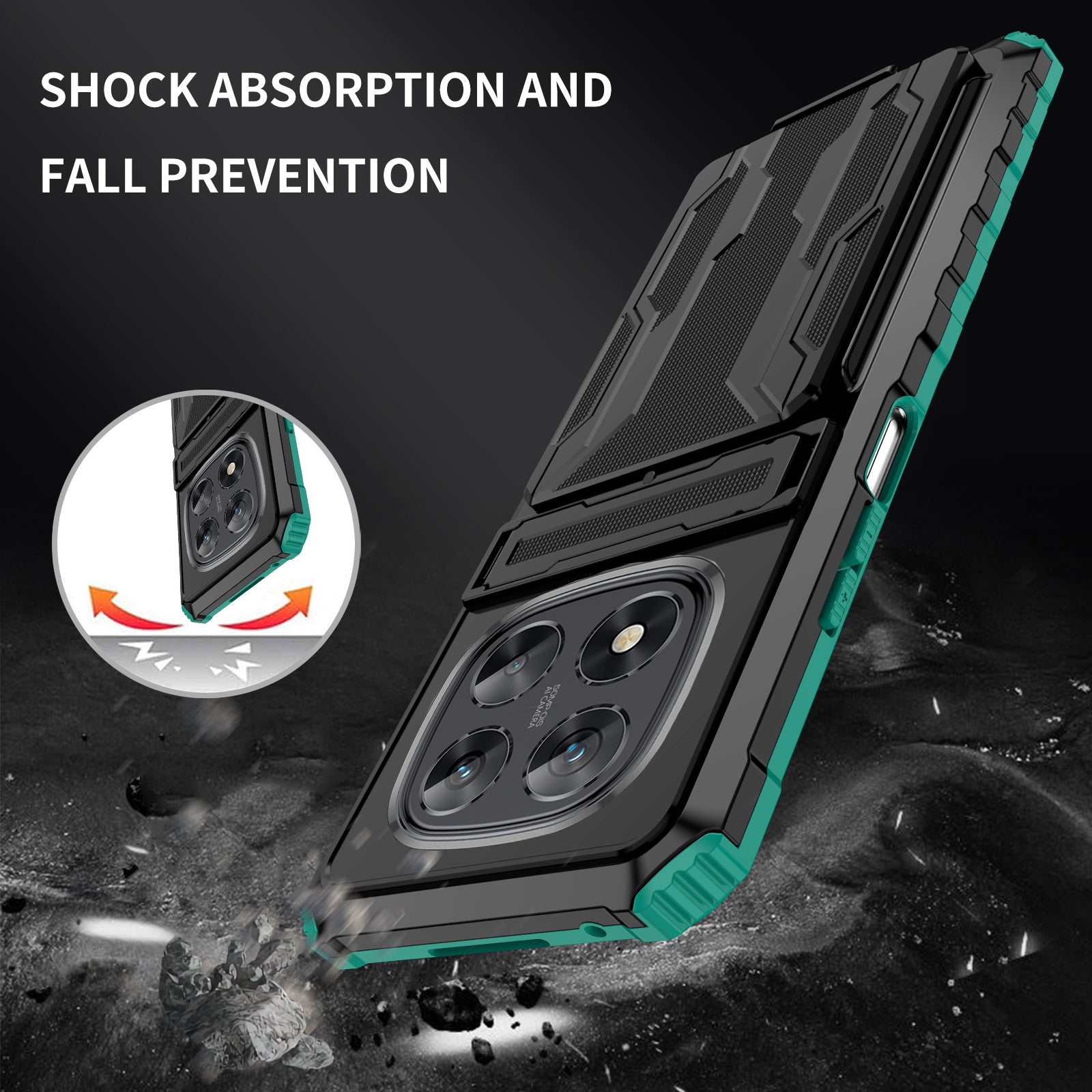 Xiaomi Redmi Note 14 Pro 5G Heavy Duty Kickstand Card Holder Case Shockproof Teal