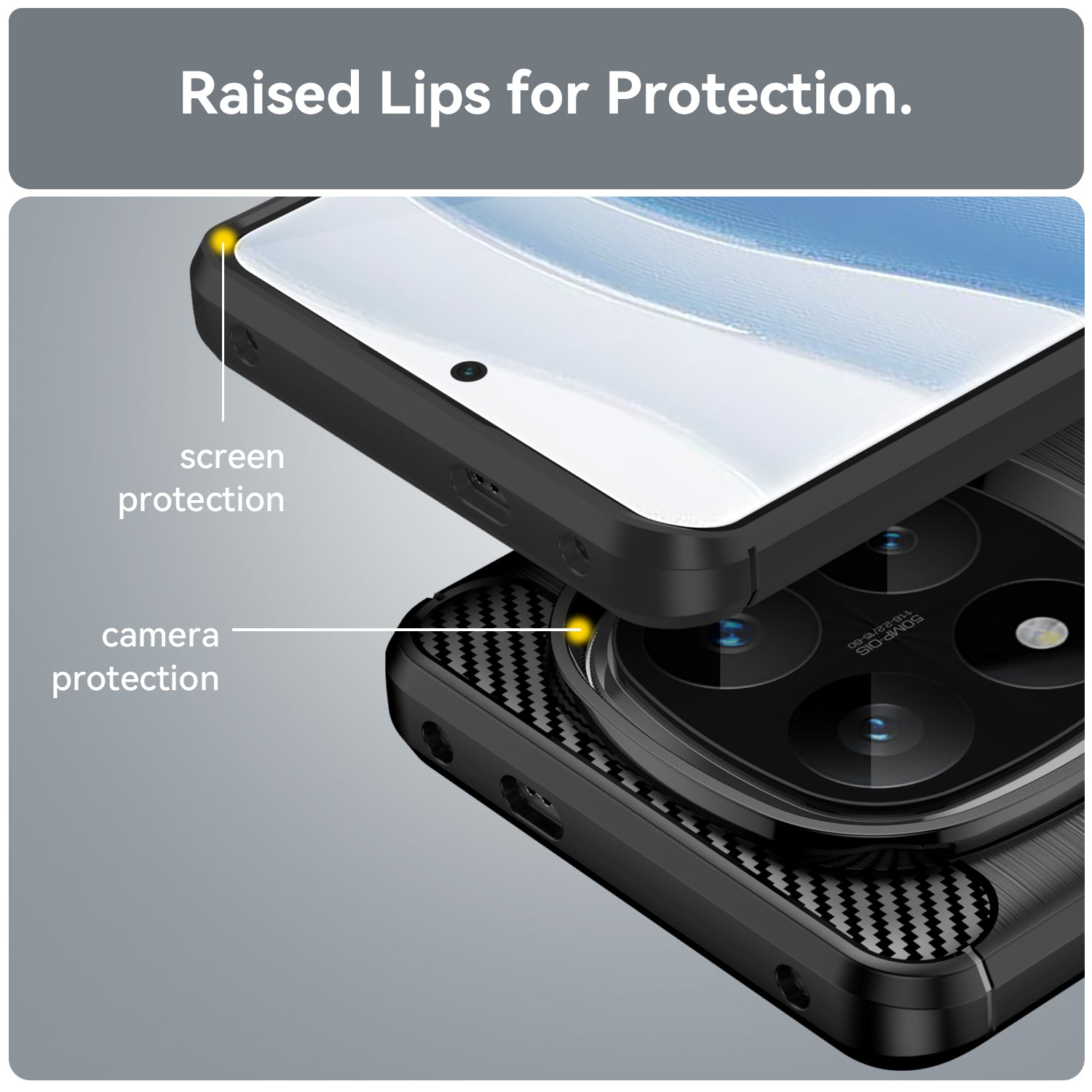 Xiaomi Redmi Note 14 Pro Plus 5G Carbon Fibre TPU Case Slim Shockproof Cover Black