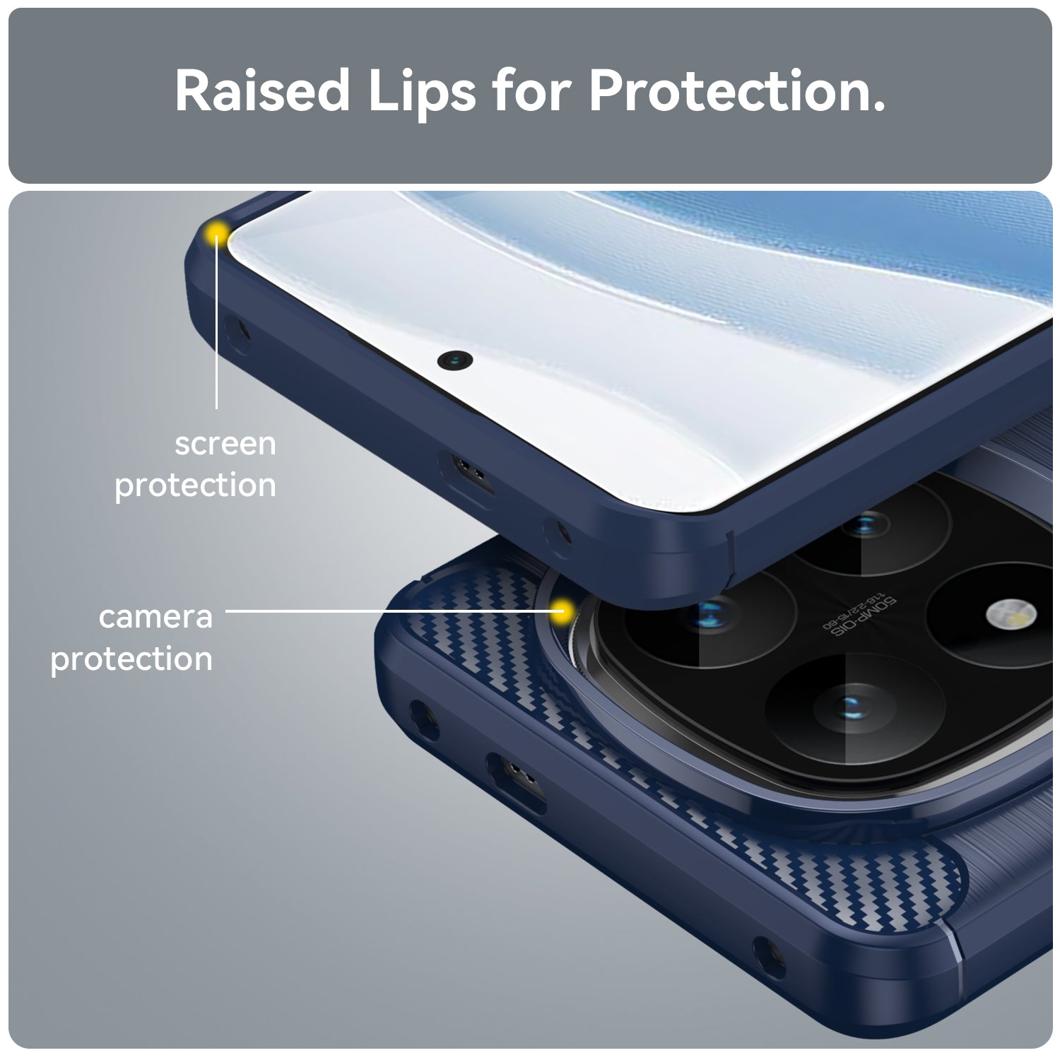Xiaomi Redmi Note 14 Pro Plus 5G Carbon Fibre TPU Case Slim Shockproof Cover Navy