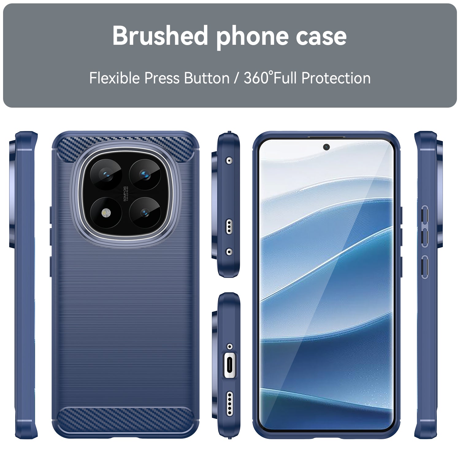 Xiaomi Redmi Note 14 Pro Plus 5G Carbon Fibre TPU Case Slim Shockproof Cover Navy