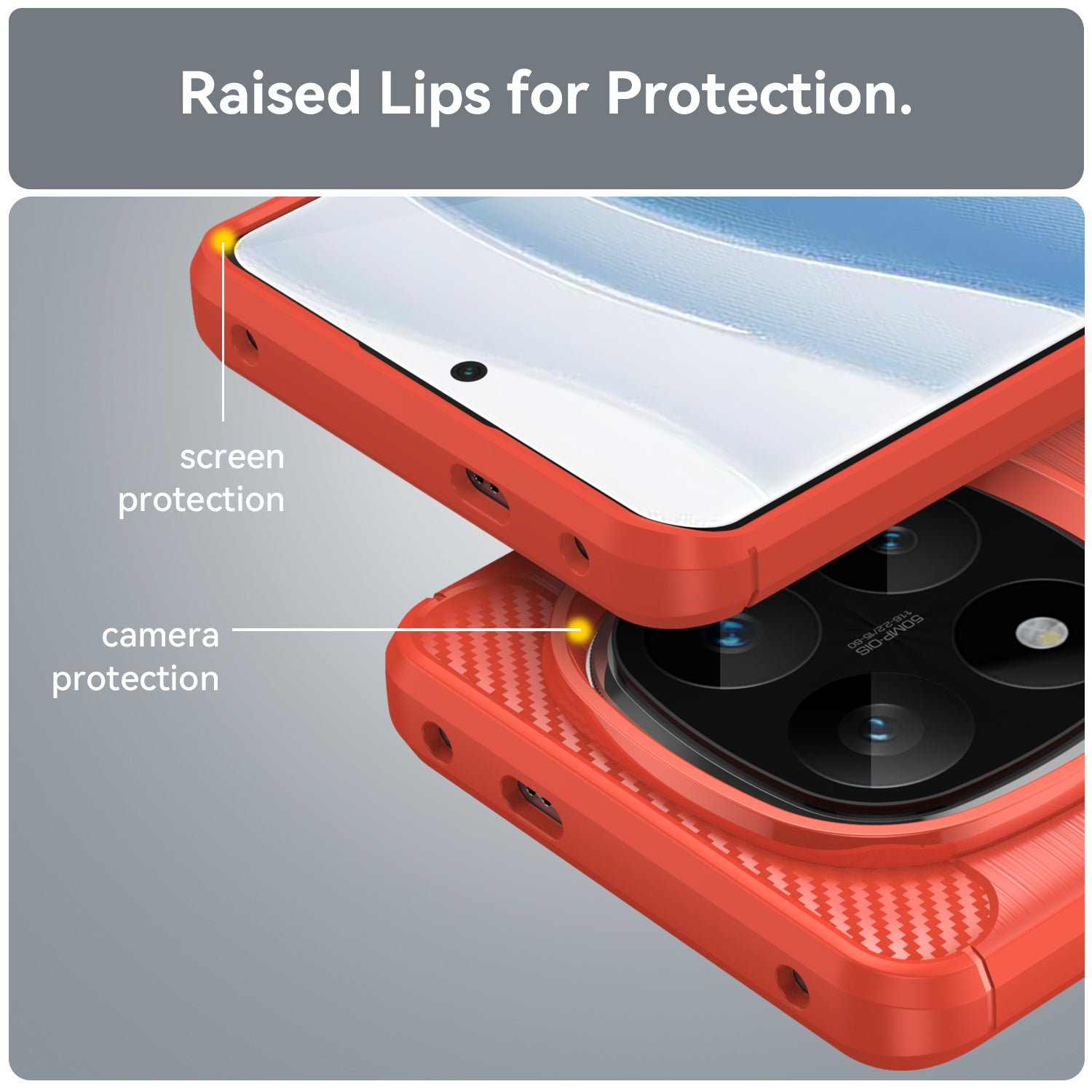Xiaomi Redmi Note 14 Pro Plus 5G Carbon Fibre TPU Case Slim Shockproof Cover Red