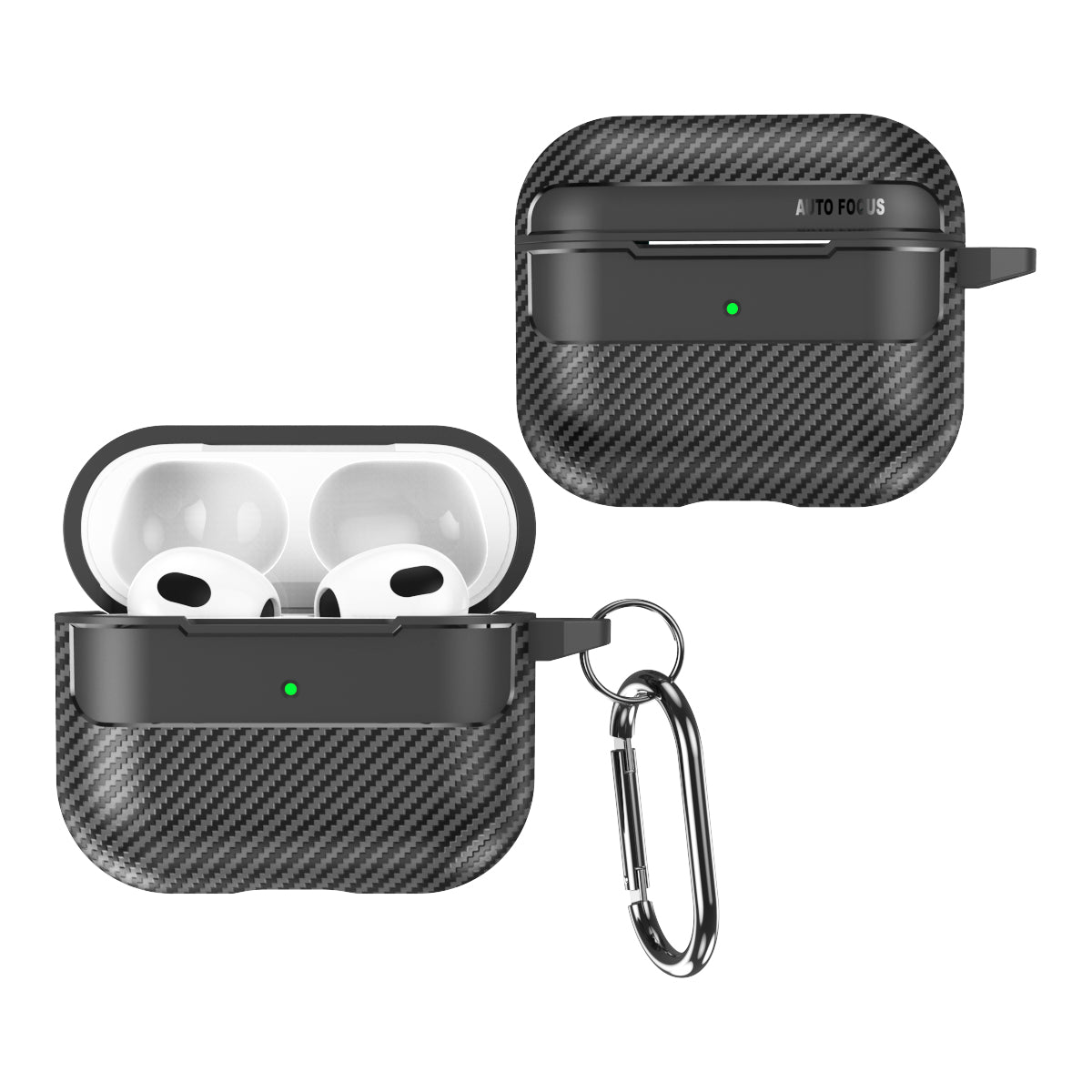 Apple AirPods 3 Carbon Firbre Case with Carabiner - Black