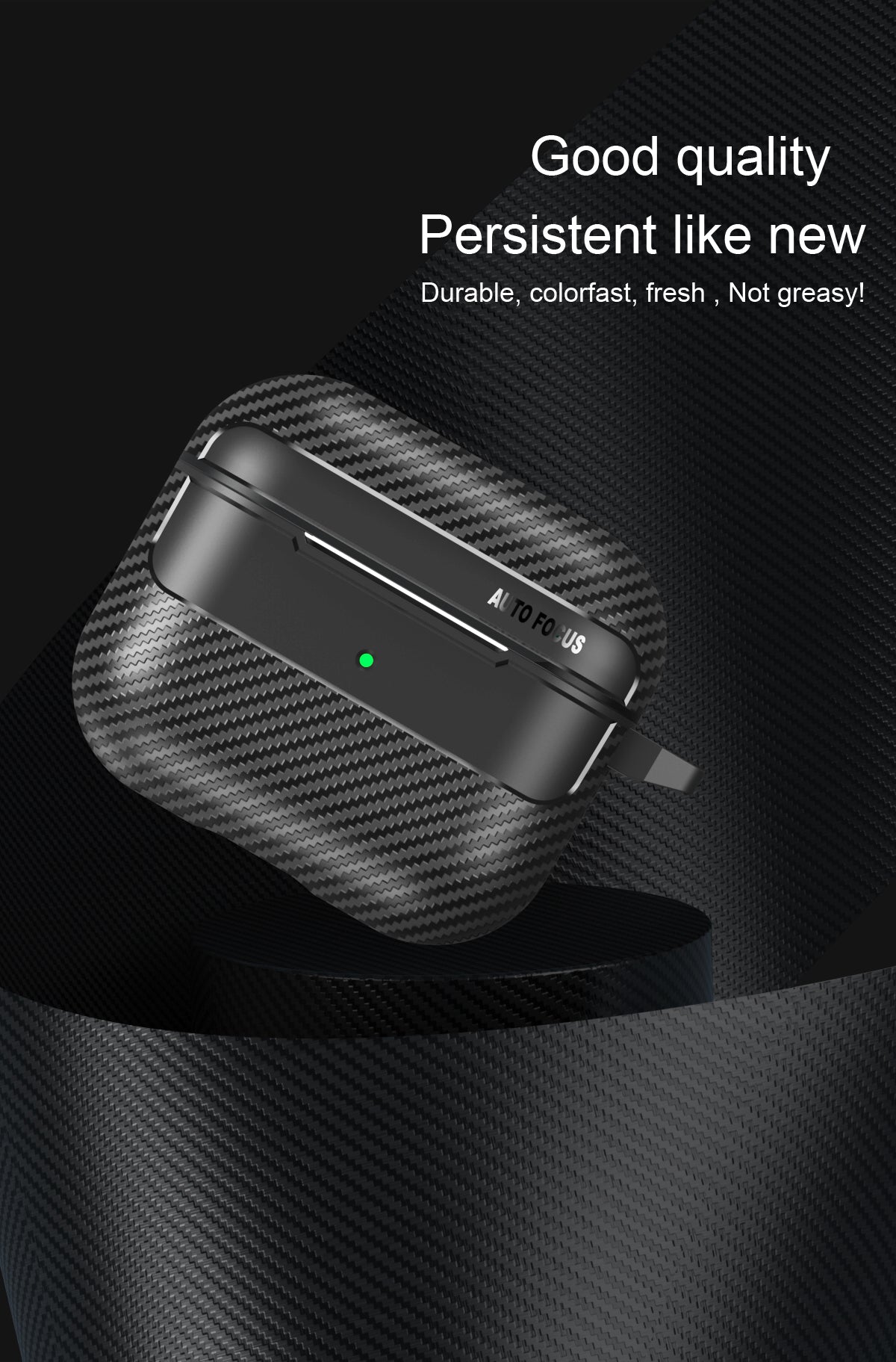 Apple AirPods 3 Carbon Firbre Case with Carabiner - Black