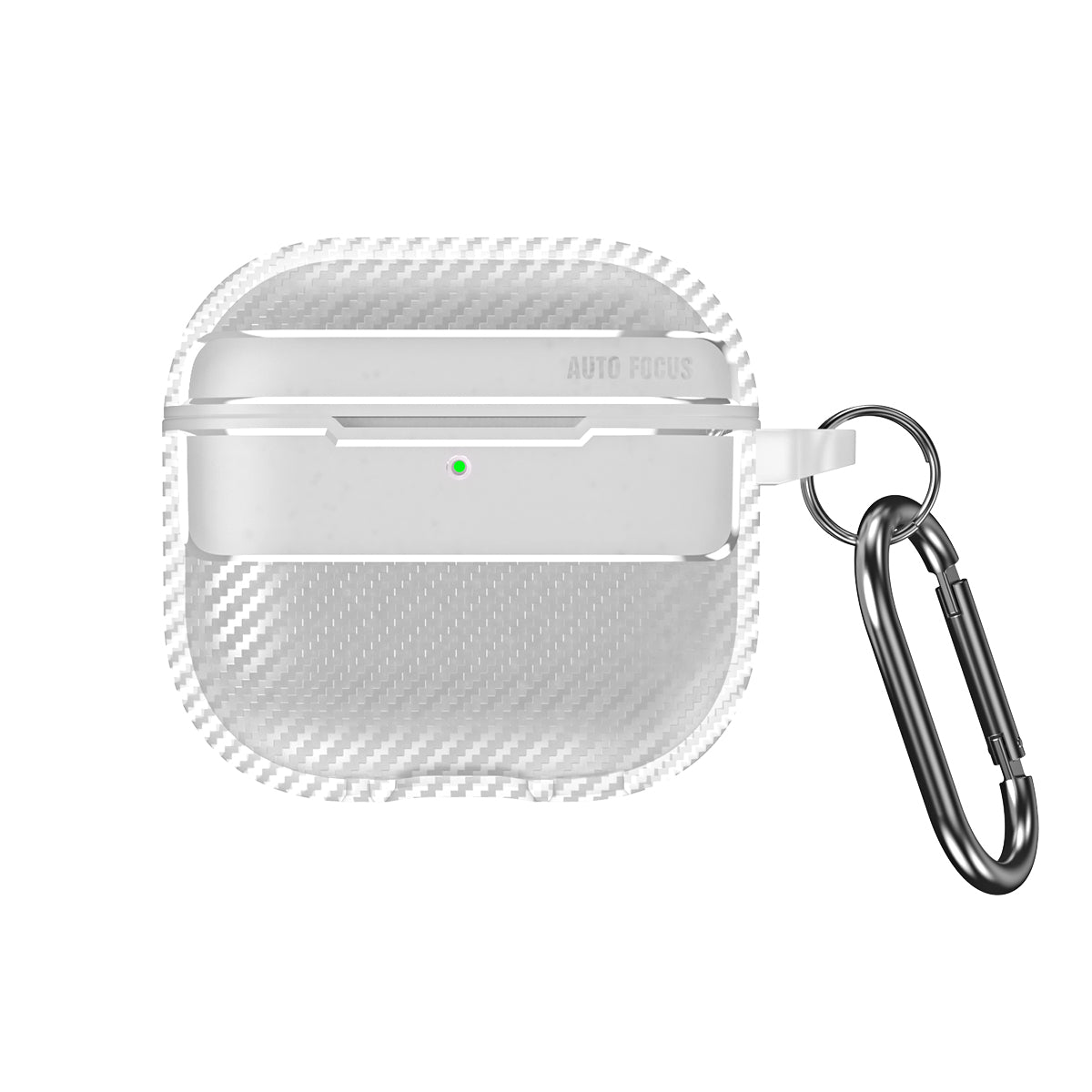 Apple AirPods 4 Carbon Firbre Case with Carabiner - Frosted Clear