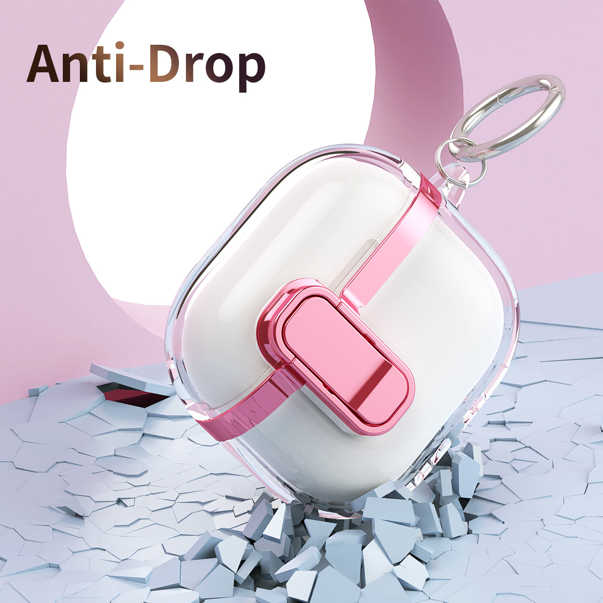 Apple AirPods 4 Clear Lock TPU Protective Case with Metal Key Ring - Red