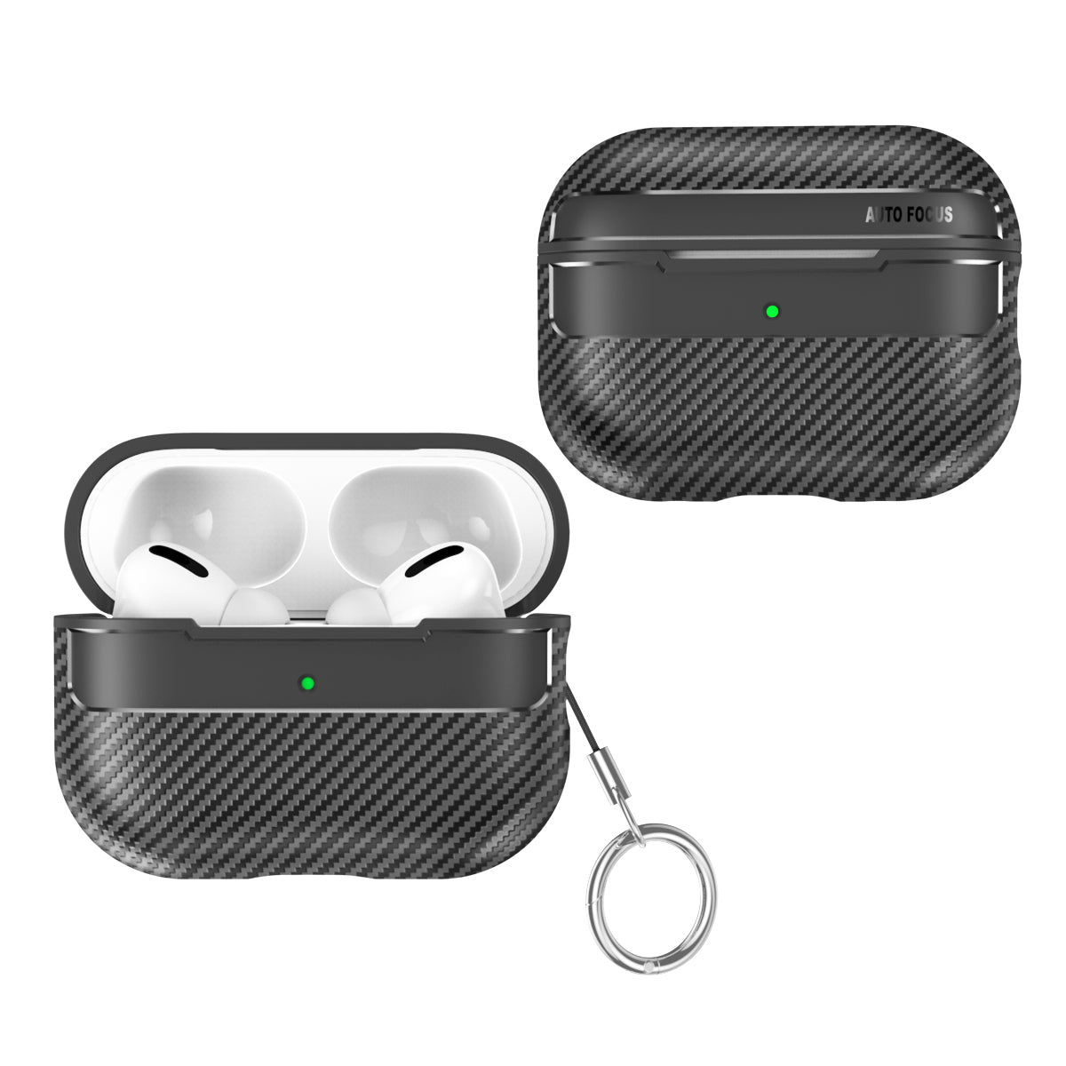 Apple AirPods Pro 2 Carbon Firbre Case with Carabiner - Black