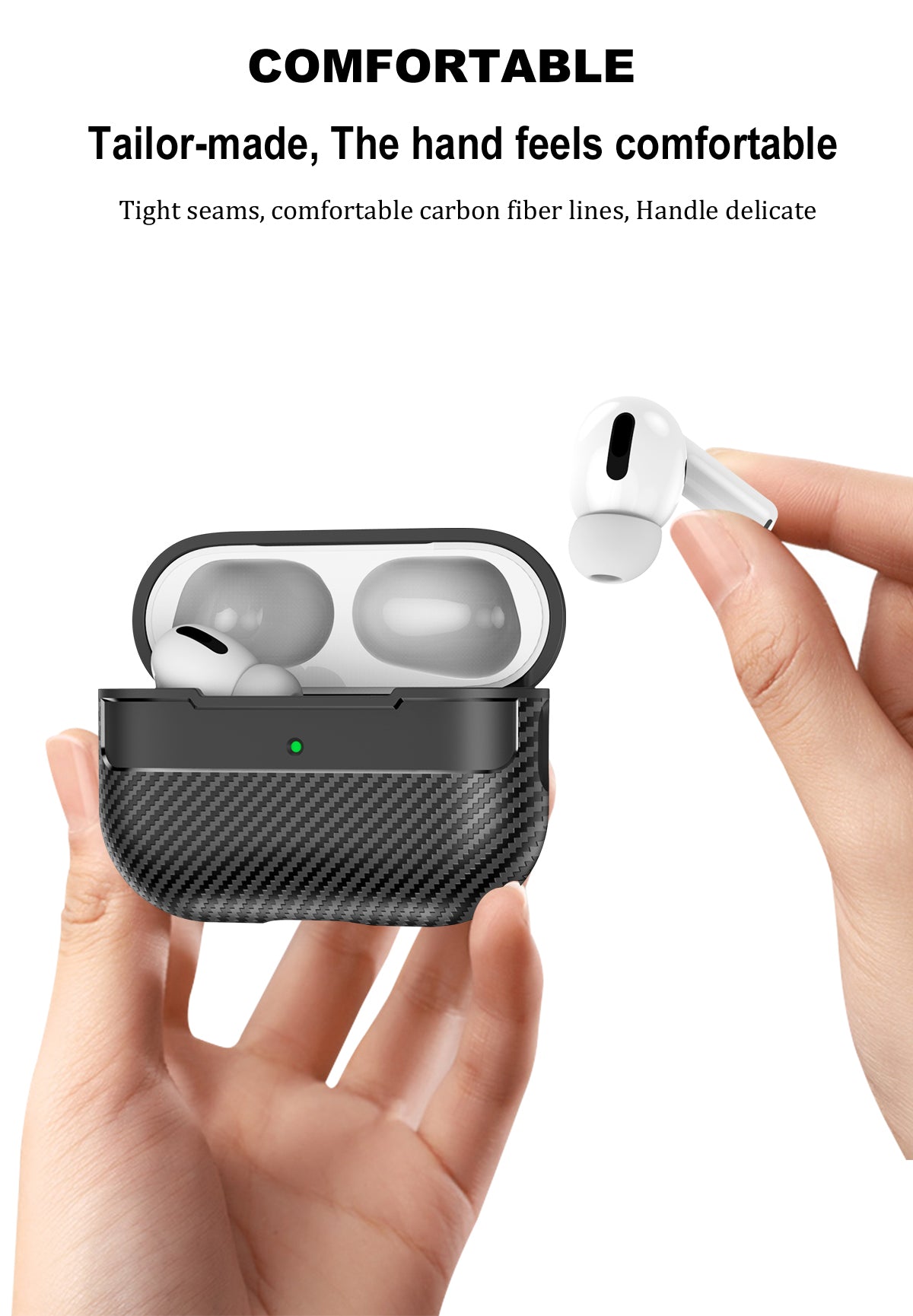 Apple AirPods Pro 2 Carbon Firbre Case with Carabiner - Grey