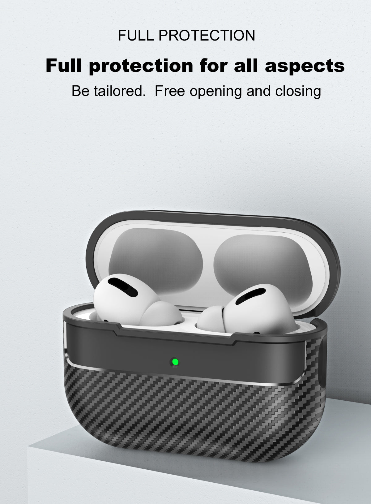 Apple AirPods Pro 2 Carbon Firbre Case with Carabiner - Black