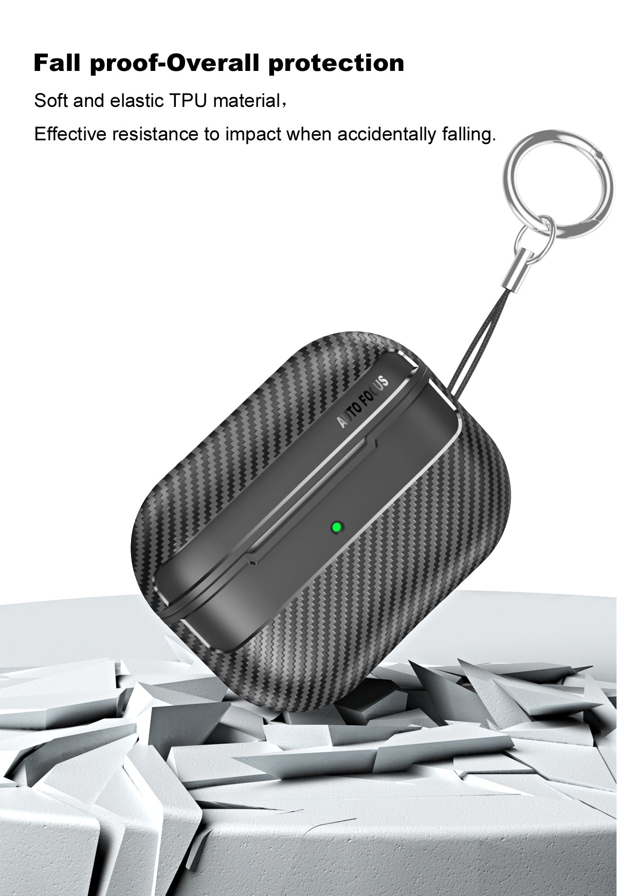 Apple AirPods Pro 2 Carbon Firbre Case with Carabiner - Black
