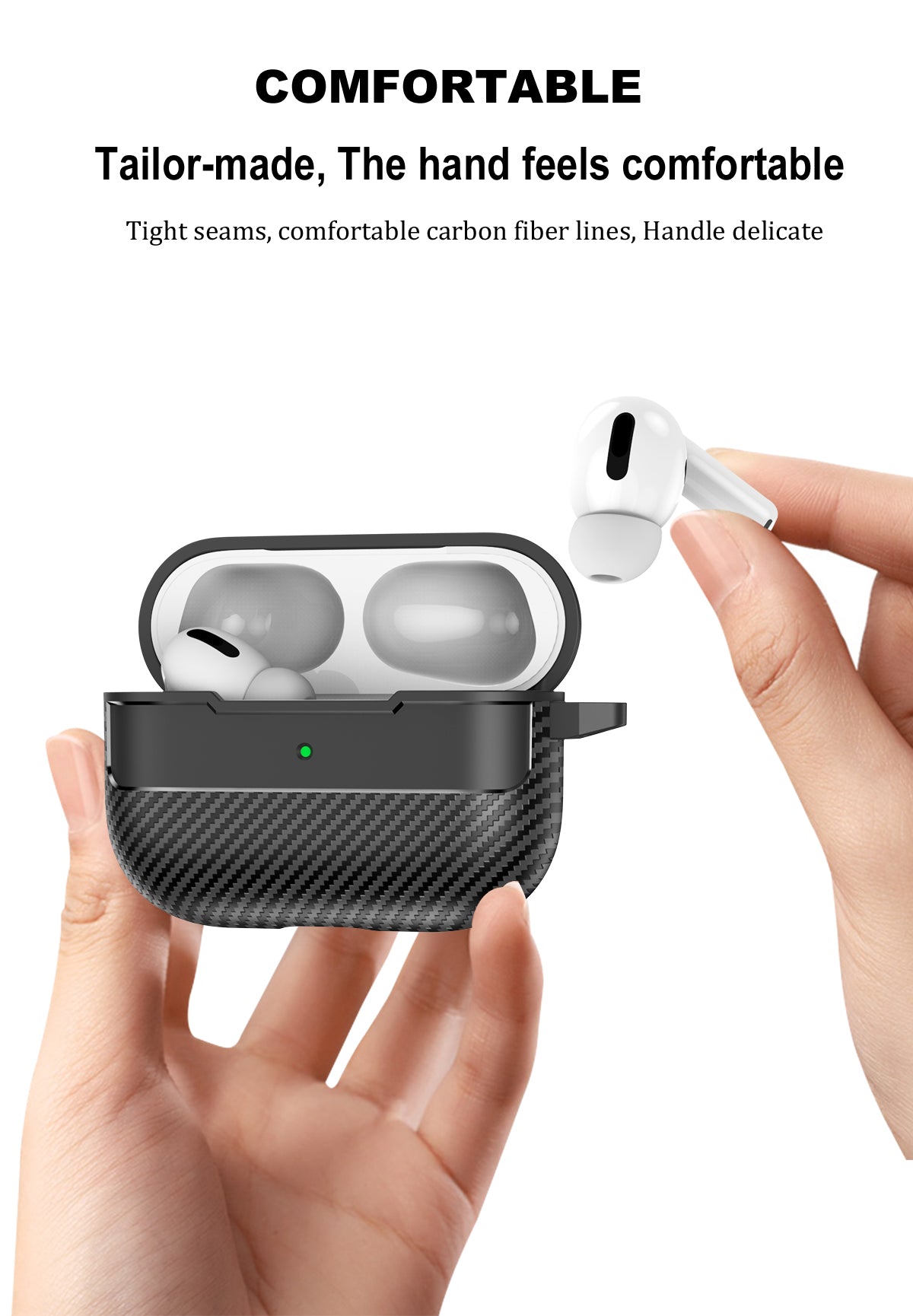 Apple AirPods Pro 3 Carbon Firbre Case with Carabiner - Frosted Clear