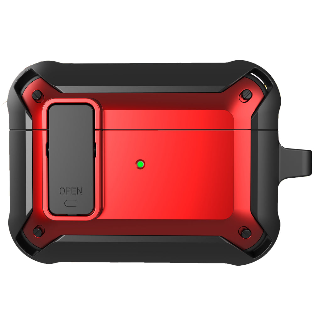 Apple AirPods Pro (1st Gen) Rugged Armor Lock Case with Carabiner - Red