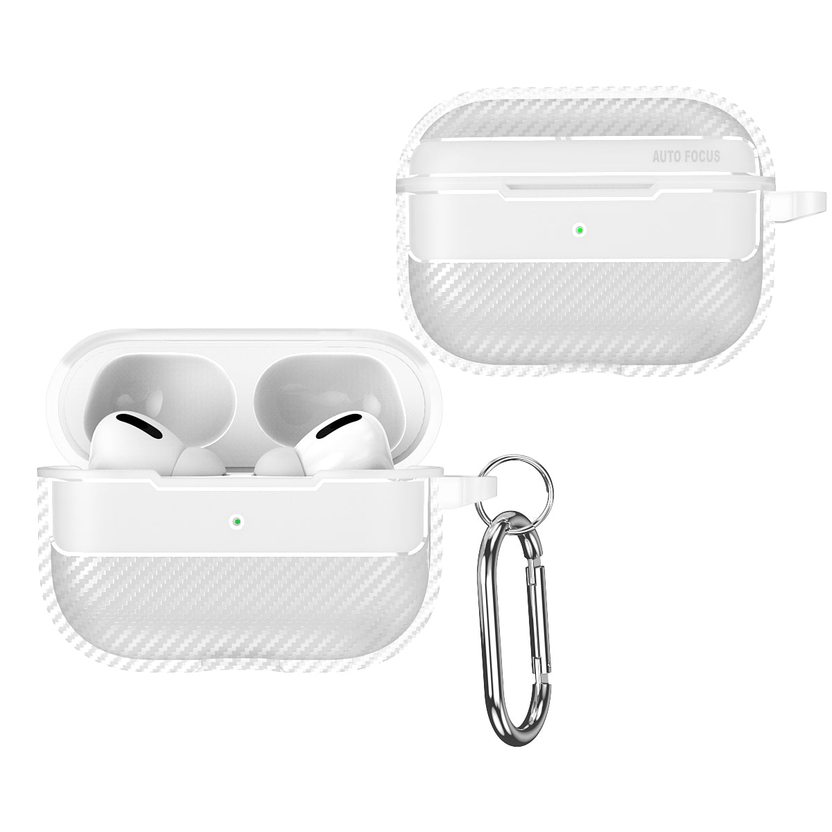 Apple AirPods Pro (1st Gen) Carbon Firbre Case with Carabiner - Frosted Clear