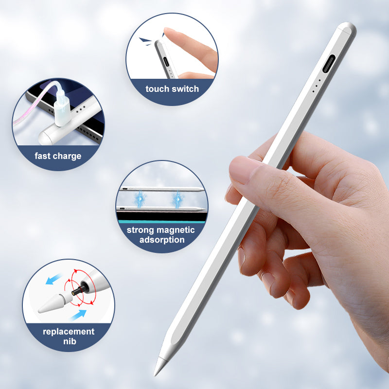 Premium Magnetic Stylus Pen for iPad with Palm Rejection, Tilt Sensitivity