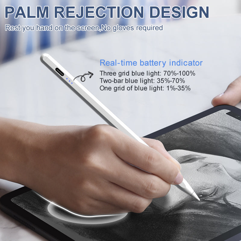 Premium Magnetic Stylus Pen for iPad with Palm Rejection, Tilt Sensitivity
