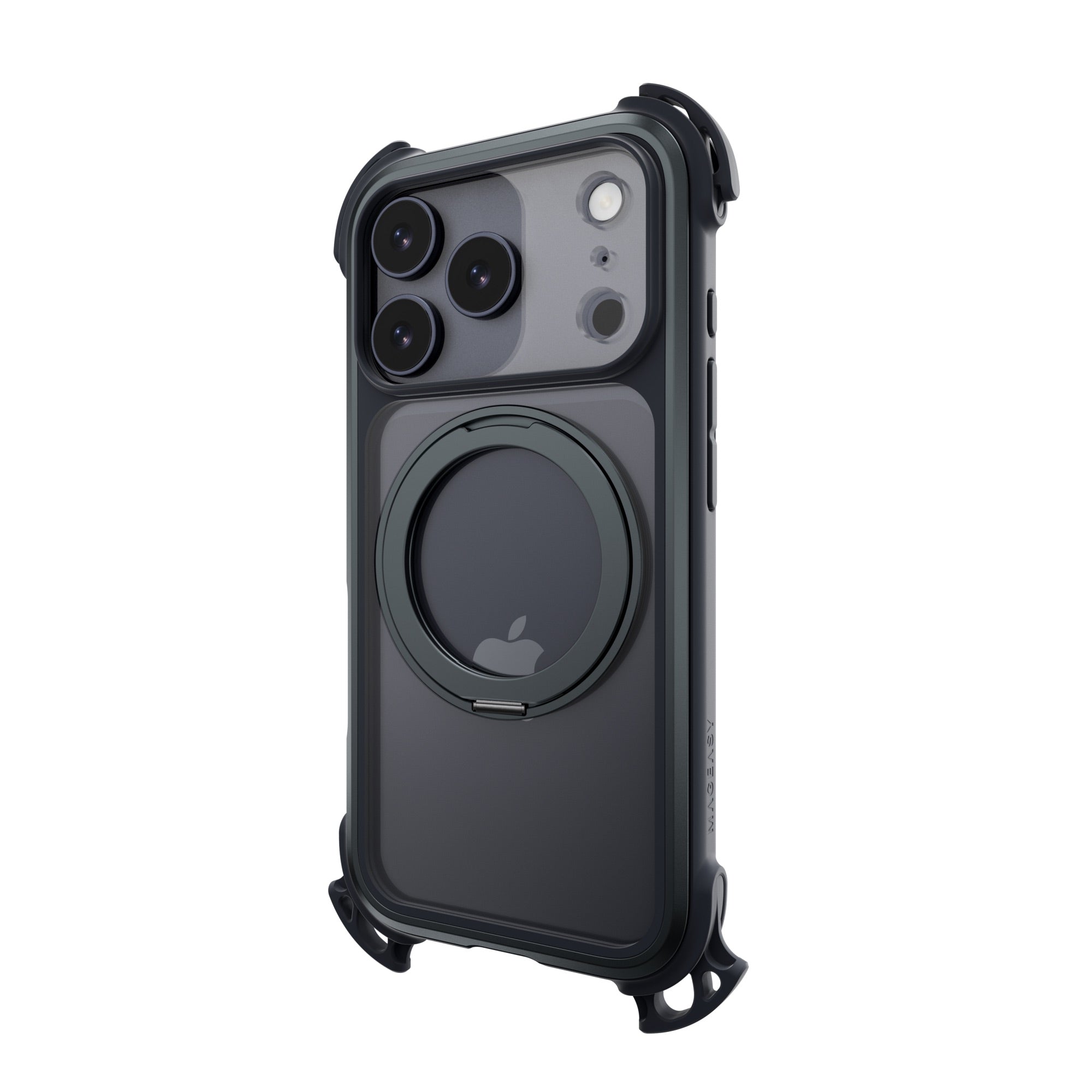 MAGEASY Odyssey Ultra M 360 Stand with Lanyard MagSafe Rugged Case - iPhone 17 Pro - Midnight/Black