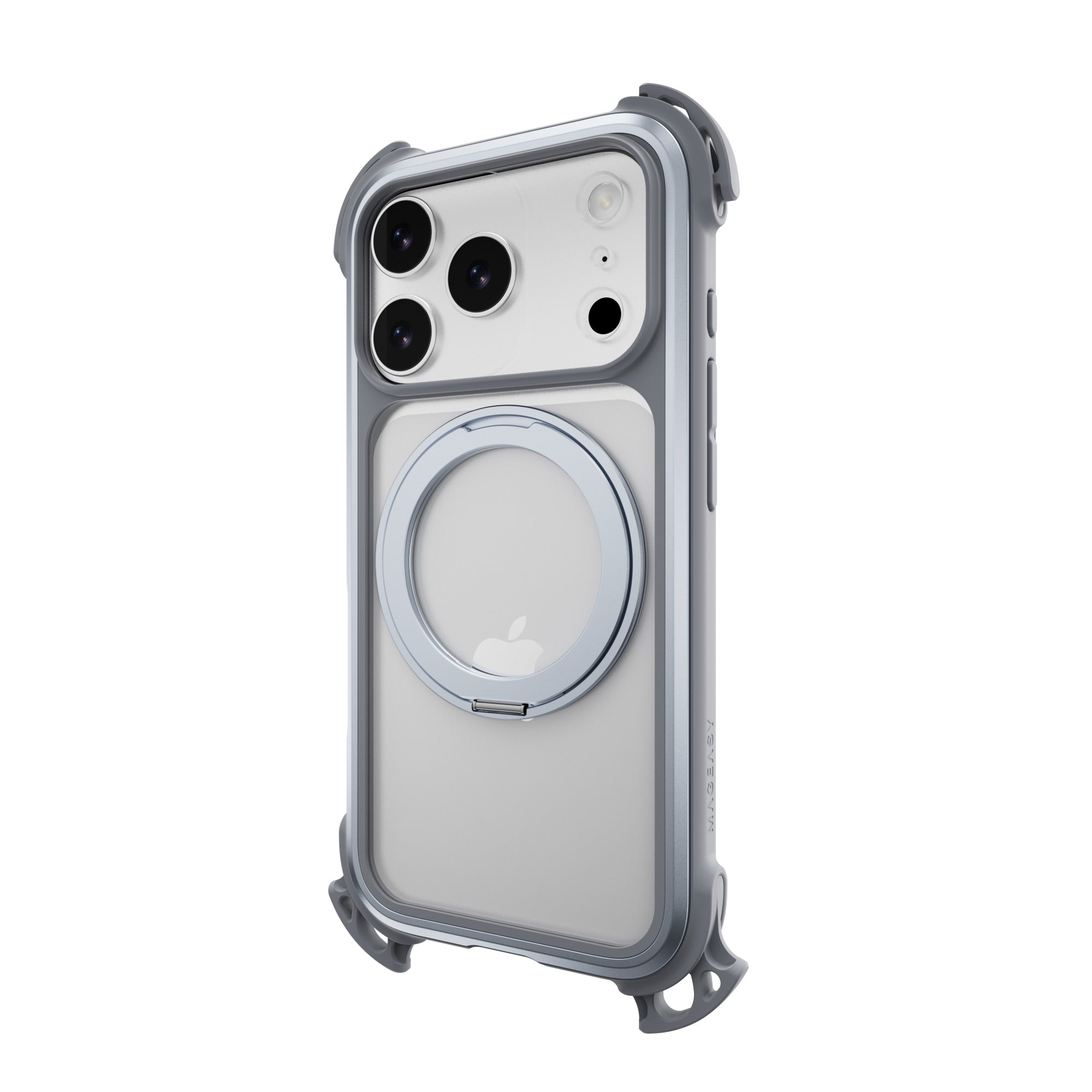 MAGEASY Odyssey Ultra M 360 Stand with Lanyard MagSafe Rugged Case - iPhone 17 Pro - Mist/Gray