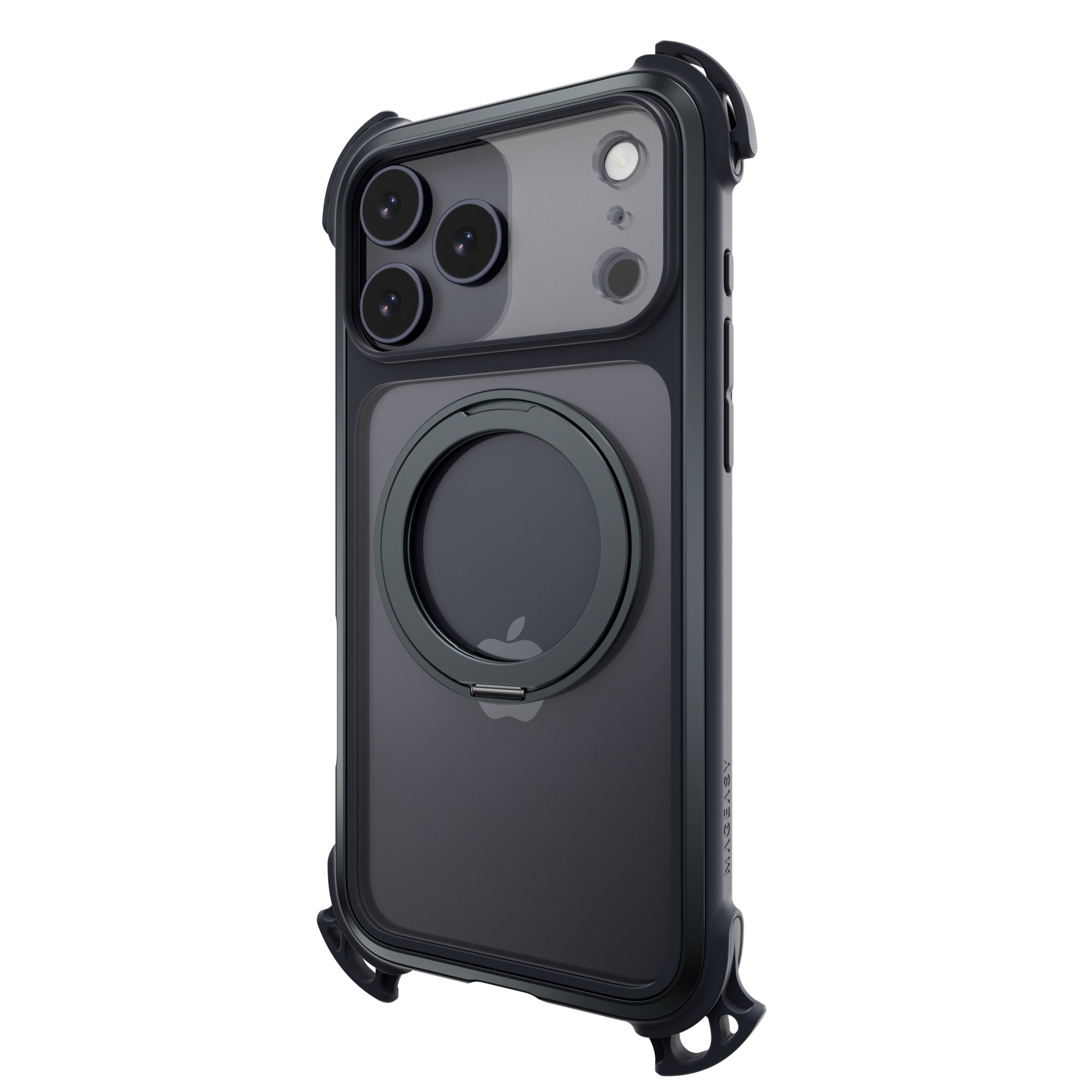 MAGEASY Odyssey Ultra M 360 Stand with Lanyard MagSafe Rugged Case - iPhone 17 Pro Max - Midnight/Black