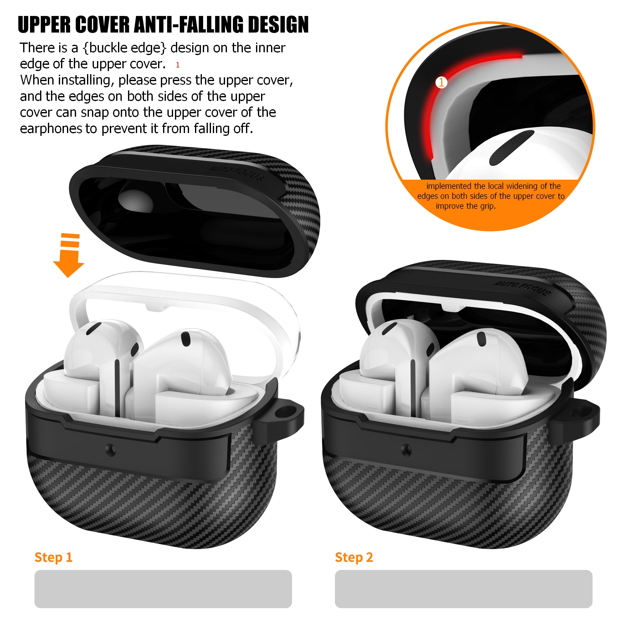 Samsung Galaxy Buds3 / Buds3Pro Carbon Firbre Case with Carabiner - Grey
