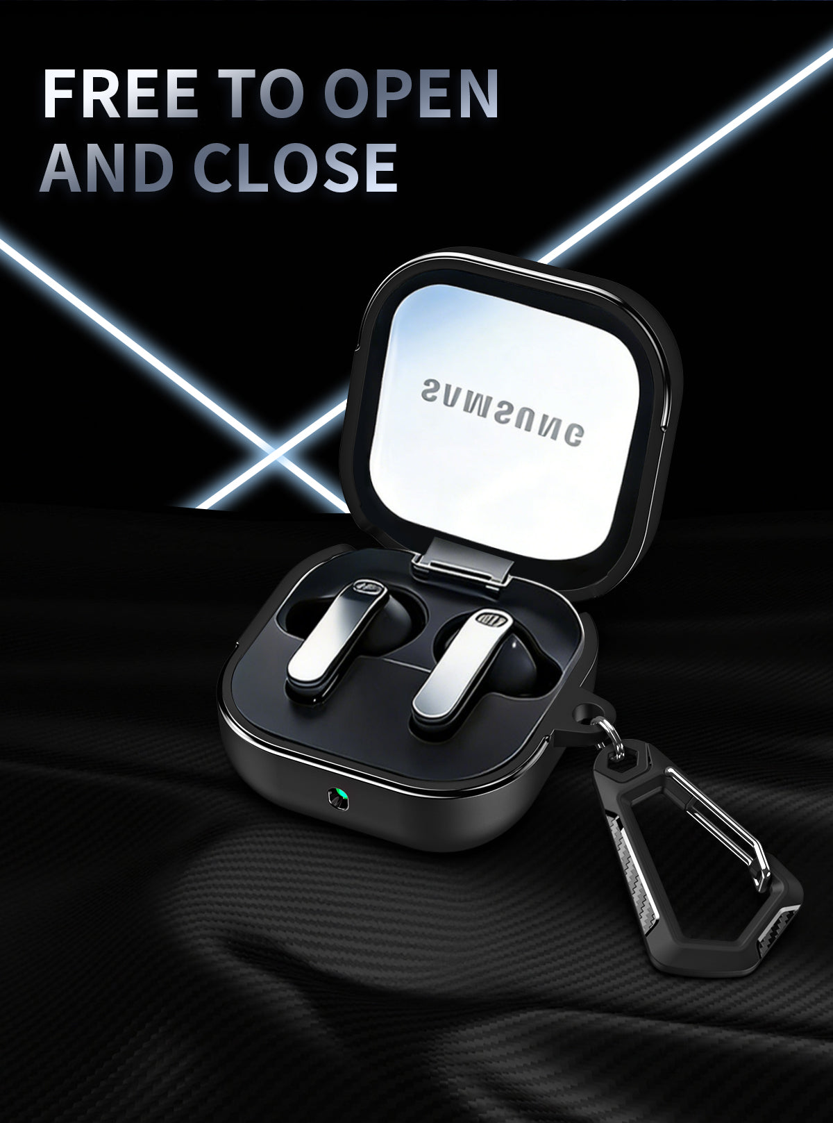 Samsung Galaxy Buds4 / Buds4Pro Carbon Firbre Case with Carabiner - Grey