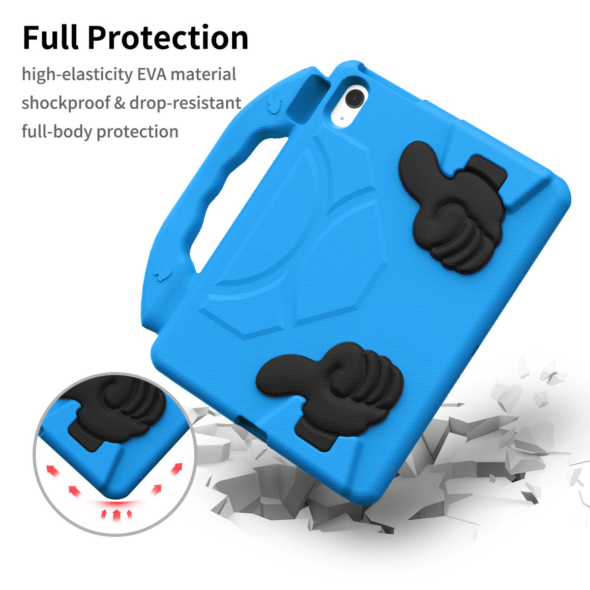 iPad 11 (A16, 2024) / iPad 10 / iPad Air 11"(M4-M2) Kids EVA Shockproof Thumb Stand Case (Blue)