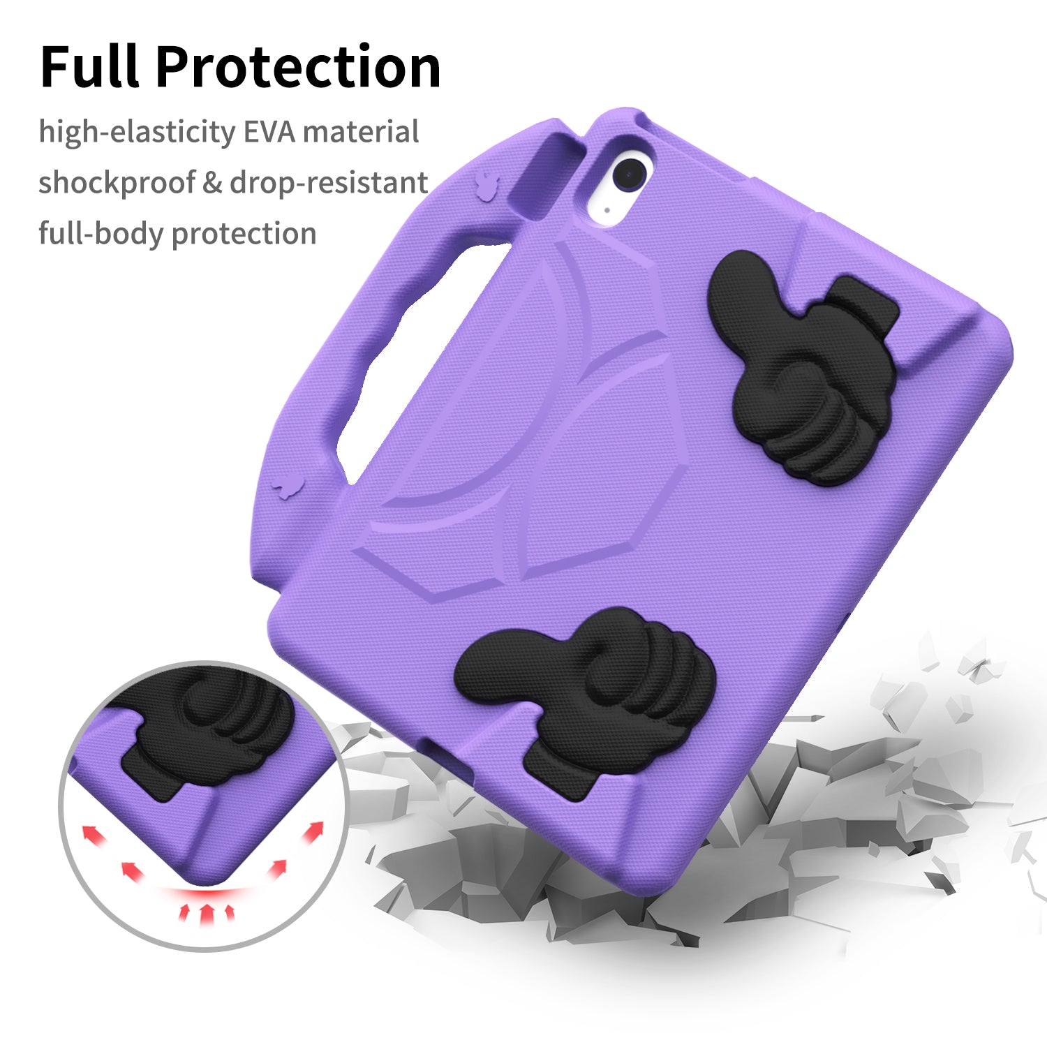 iPad 11 (A16, 2024) / iPad 10 / iPad Air 11"(M4-M2) Kids EVA Shockproof Thumb Stand Case (Purple)