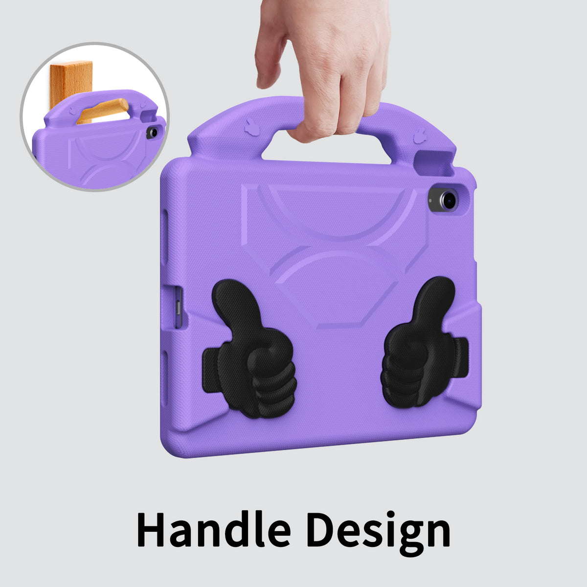 iPad 11 (A16, 2024) / iPad 10 / iPad Air 11"(M4-M2) Kids EVA Shockproof Thumb Stand Case (Purple)