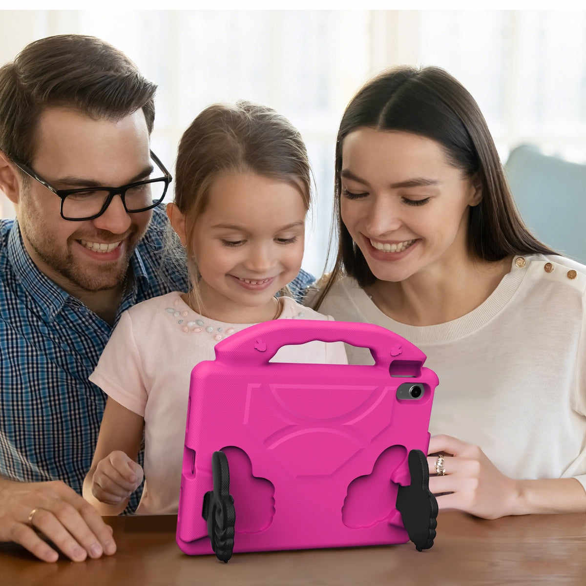 iPad 11 (A16, 2024) / iPad 10 / iPad Air 11"(M4-M2) Kids EVA Shockproof Thumb Stand Case (Rose)