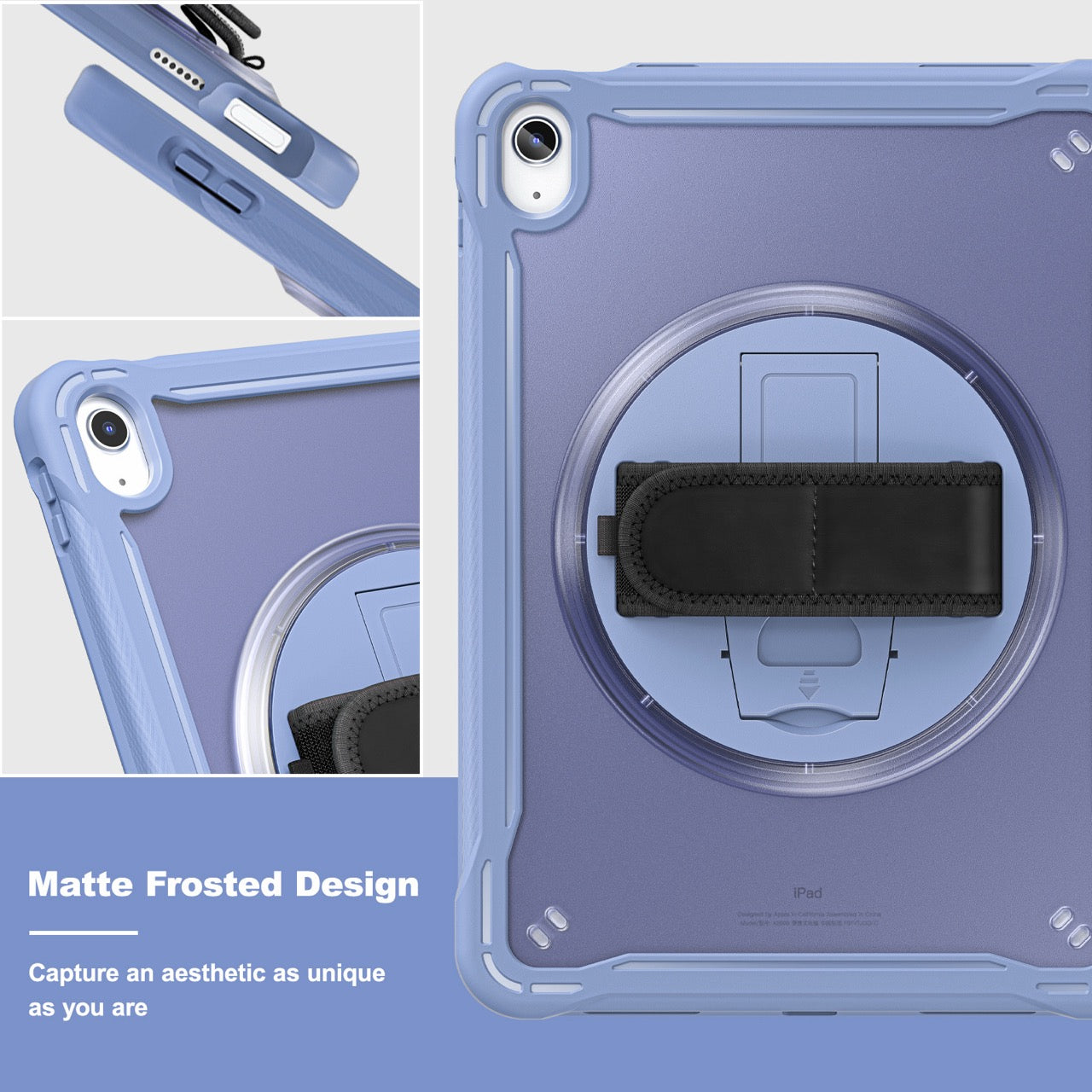 iPad 11" (A16, 2024) / iPad 10 (2022) Rugged Case - 360° Stand, Hand & Shoulder Strap - Shockproof - Lavender