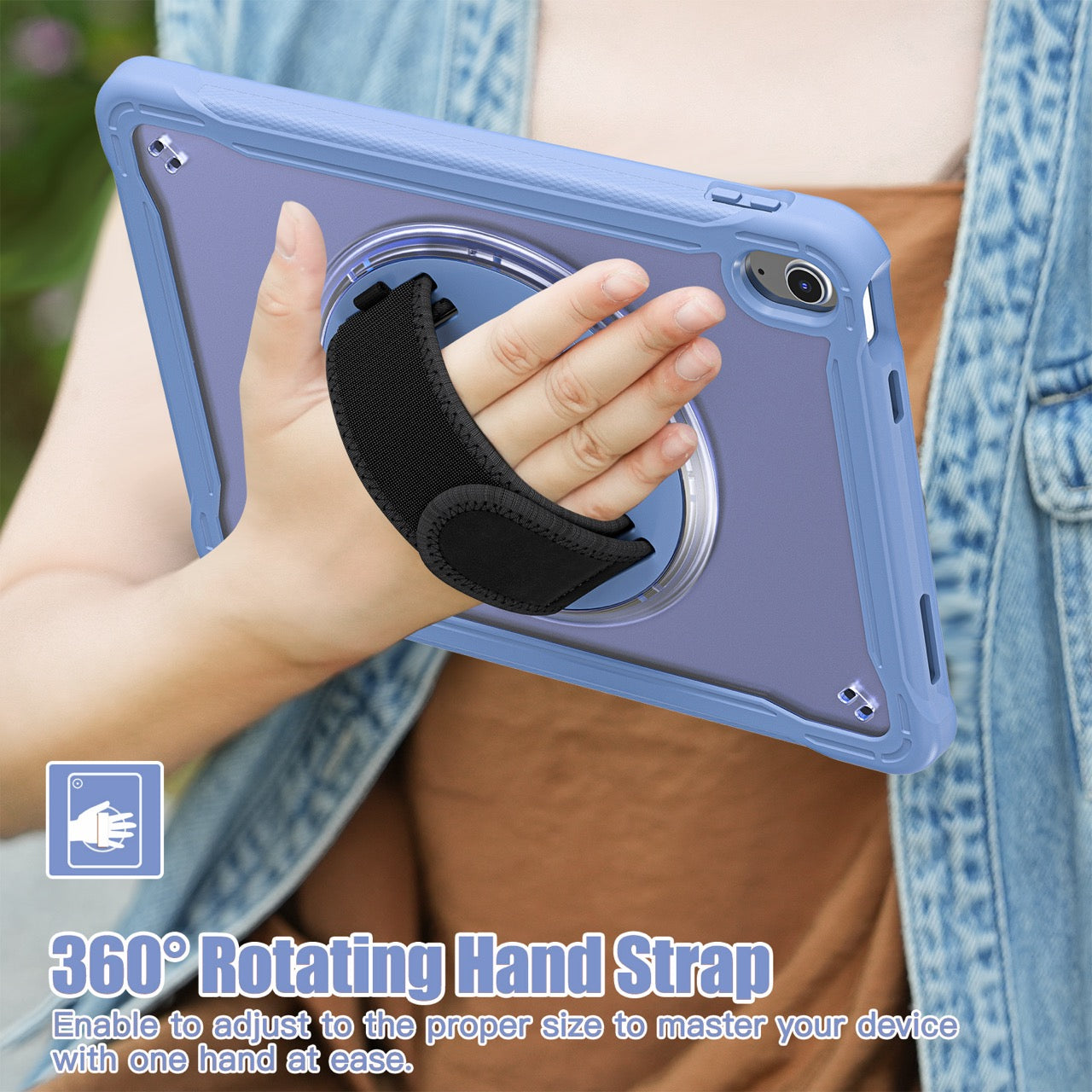 iPad 11" (A16, 2024) / iPad 10 (2022) Rugged Case - 360° Stand, Hand & Shoulder Strap - Shockproof - Lavender