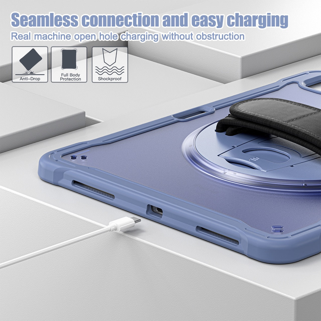 iPad Air 13" Rugged Case (M2/M3/M4) - 360° Stand, Hand & Shoulder Strap - Shockproof - Lavender