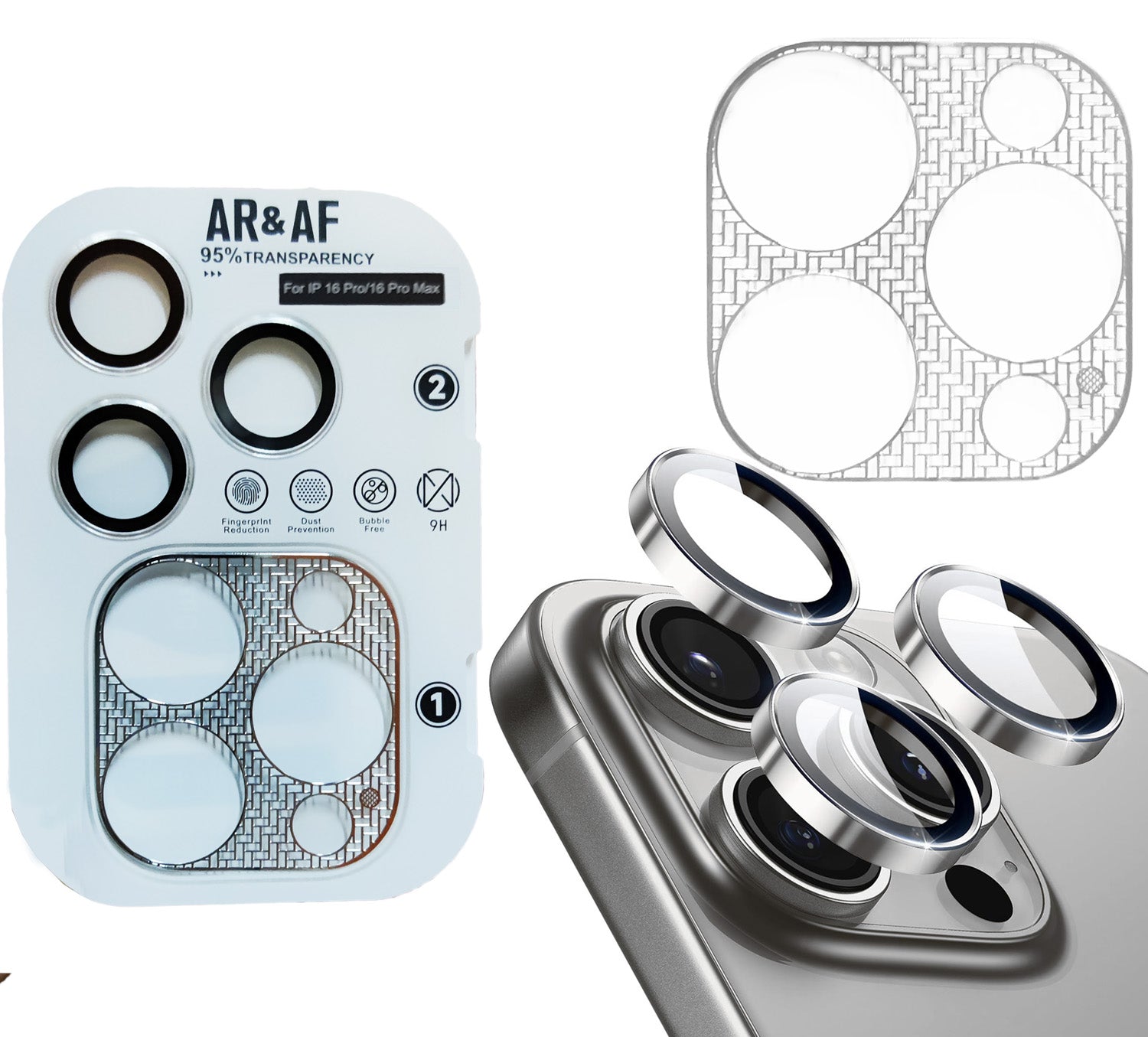 iPhone 16 Pro / Pro Max Eagle Eye AR+AF Lens Protector + Ultra-Thin Camera Island Film - Silver