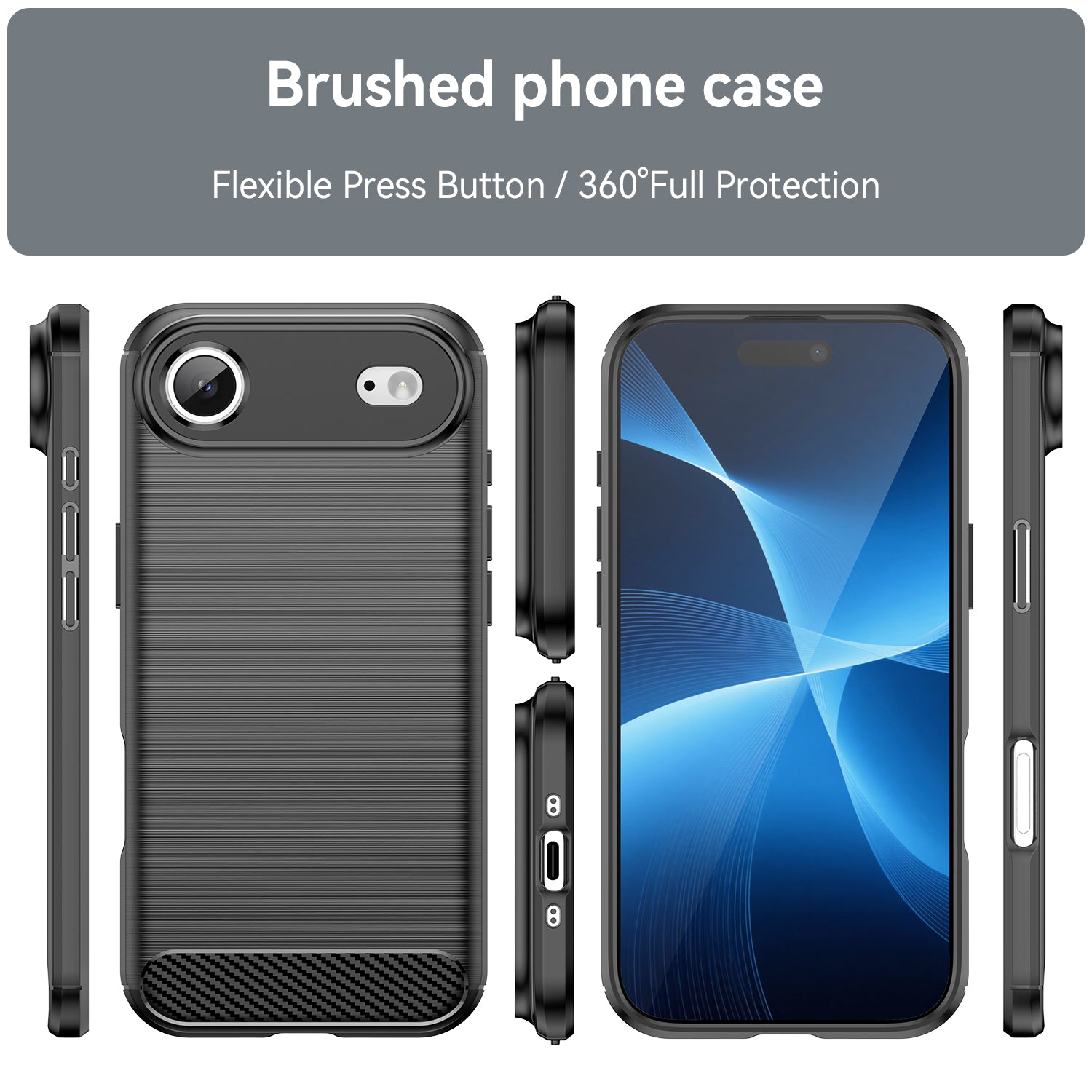 iPhone Air Carbon Fibre TPU Case Slim Shockproof Cover Black