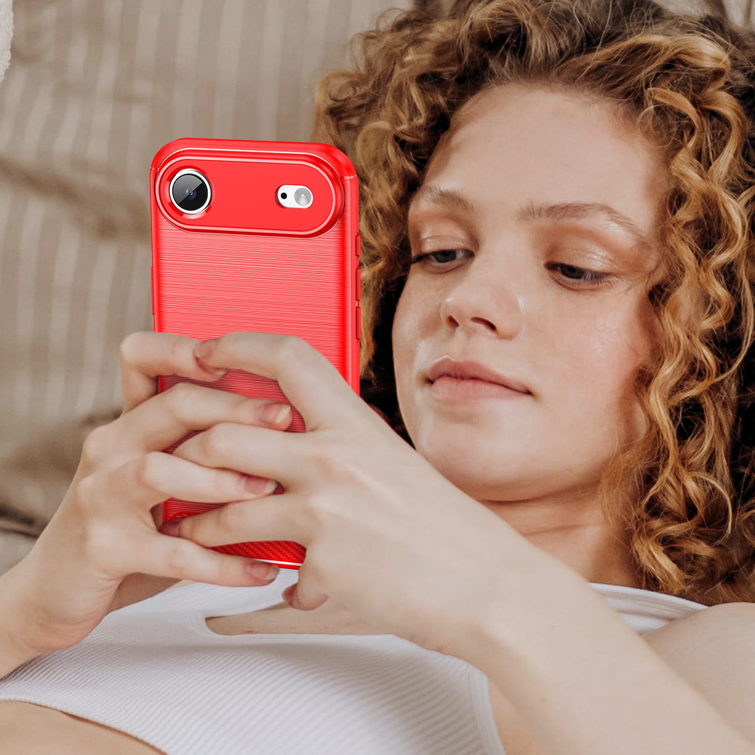 iPhone Air Carbon Fibre TPU Case Slim Shockproof Cover Red