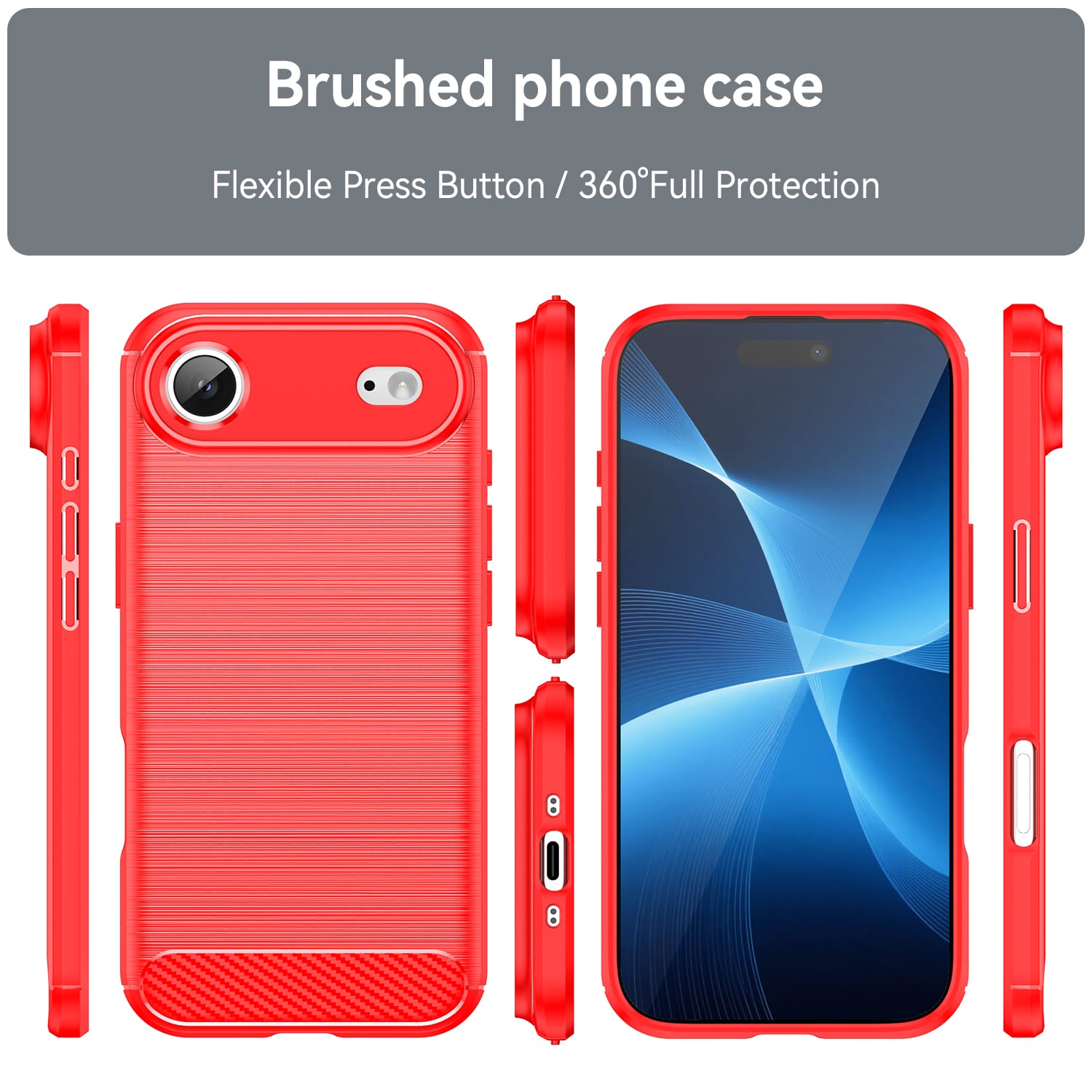 iPhone Air Carbon Fibre TPU Case Slim Shockproof Cover Red