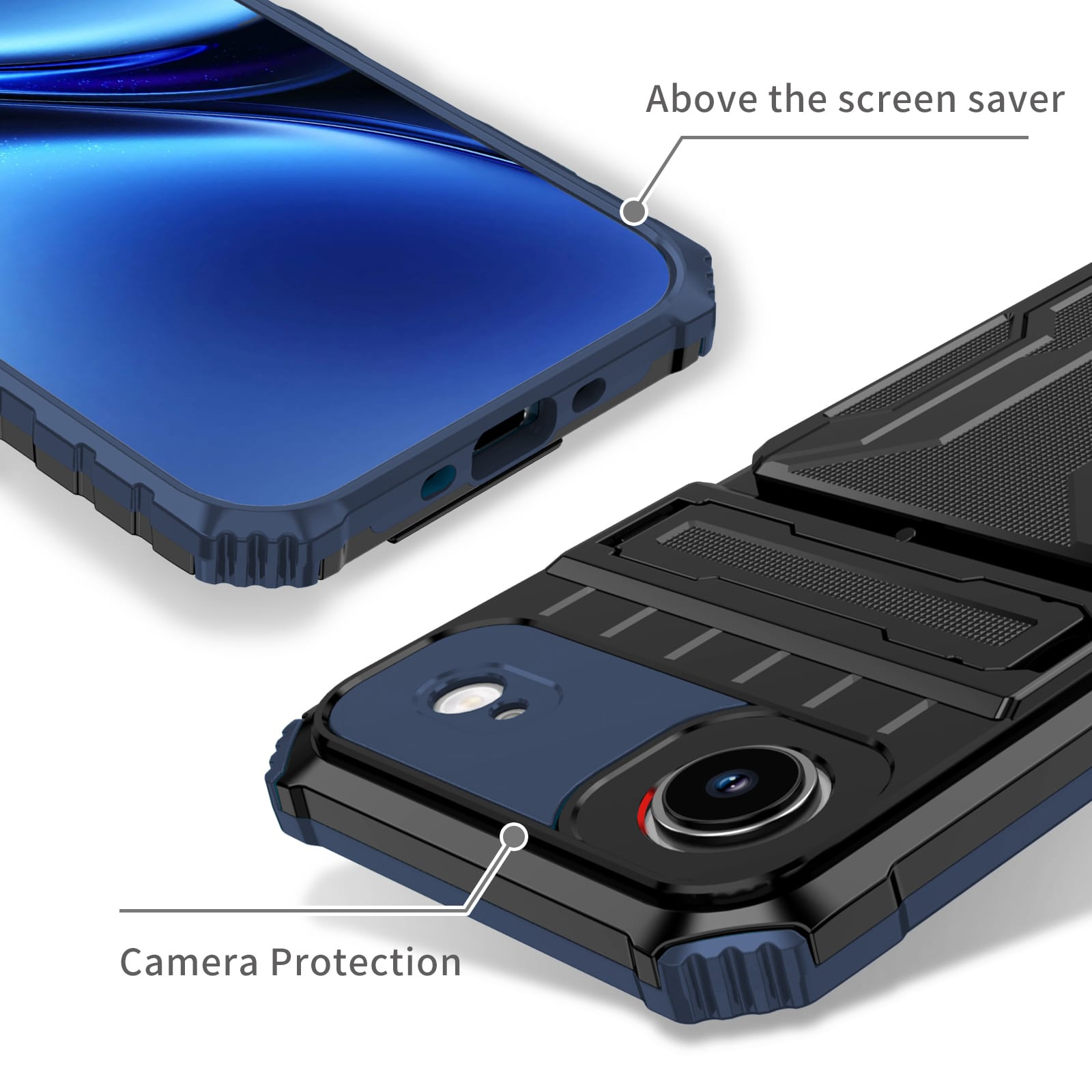 iPhone Air Heavy Duty Kickstand Card Holder Case Shockproof Navy