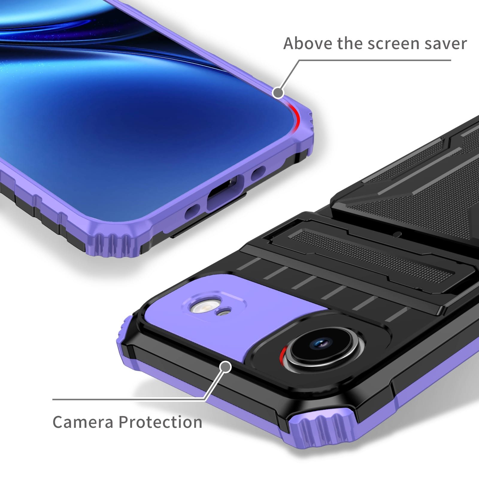iPhone Air Heavy Duty Kickstand Card Holder Case Shockproof Purple