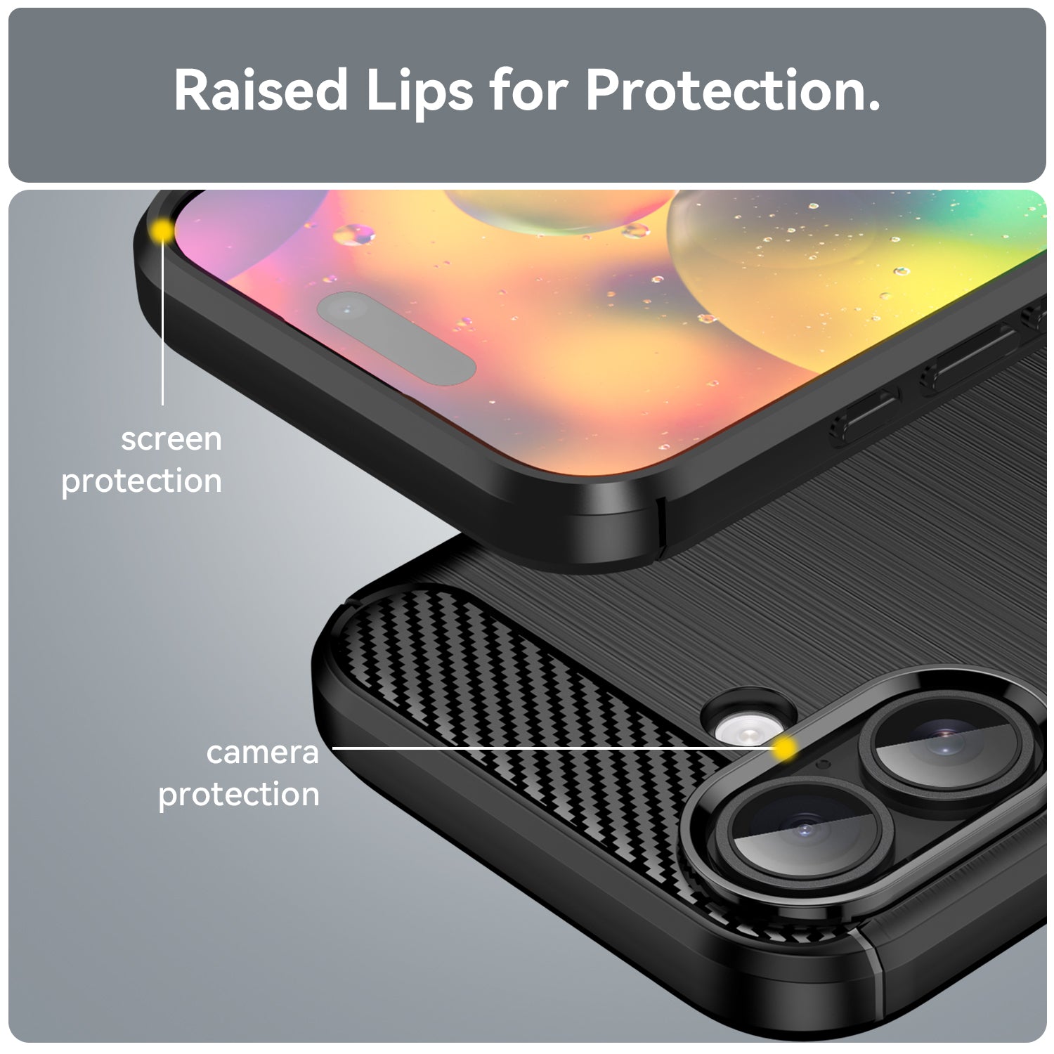 iPhone 17 Carbon Fibre TPU Case Slim Shockproof Cover Black