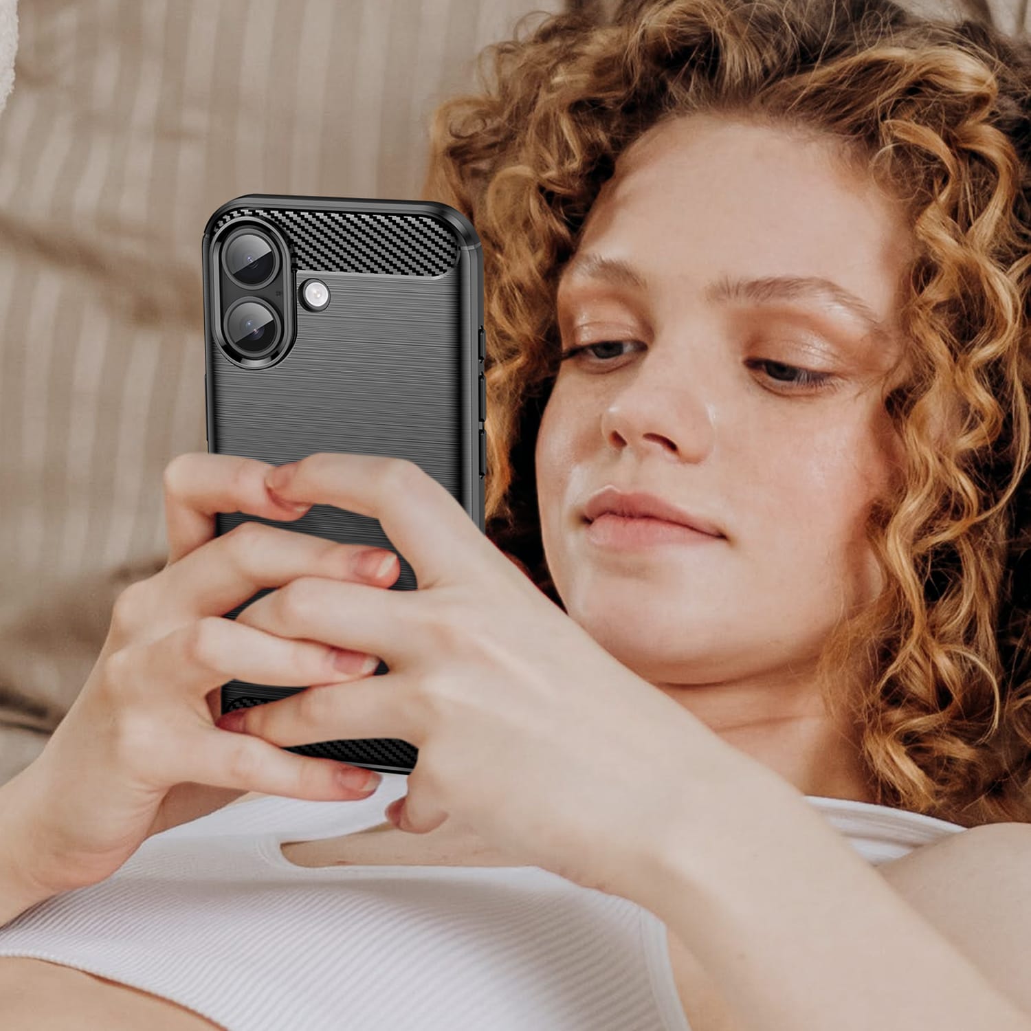 iPhone 17 Carbon Fibre TPU Case Slim Shockproof Cover Black