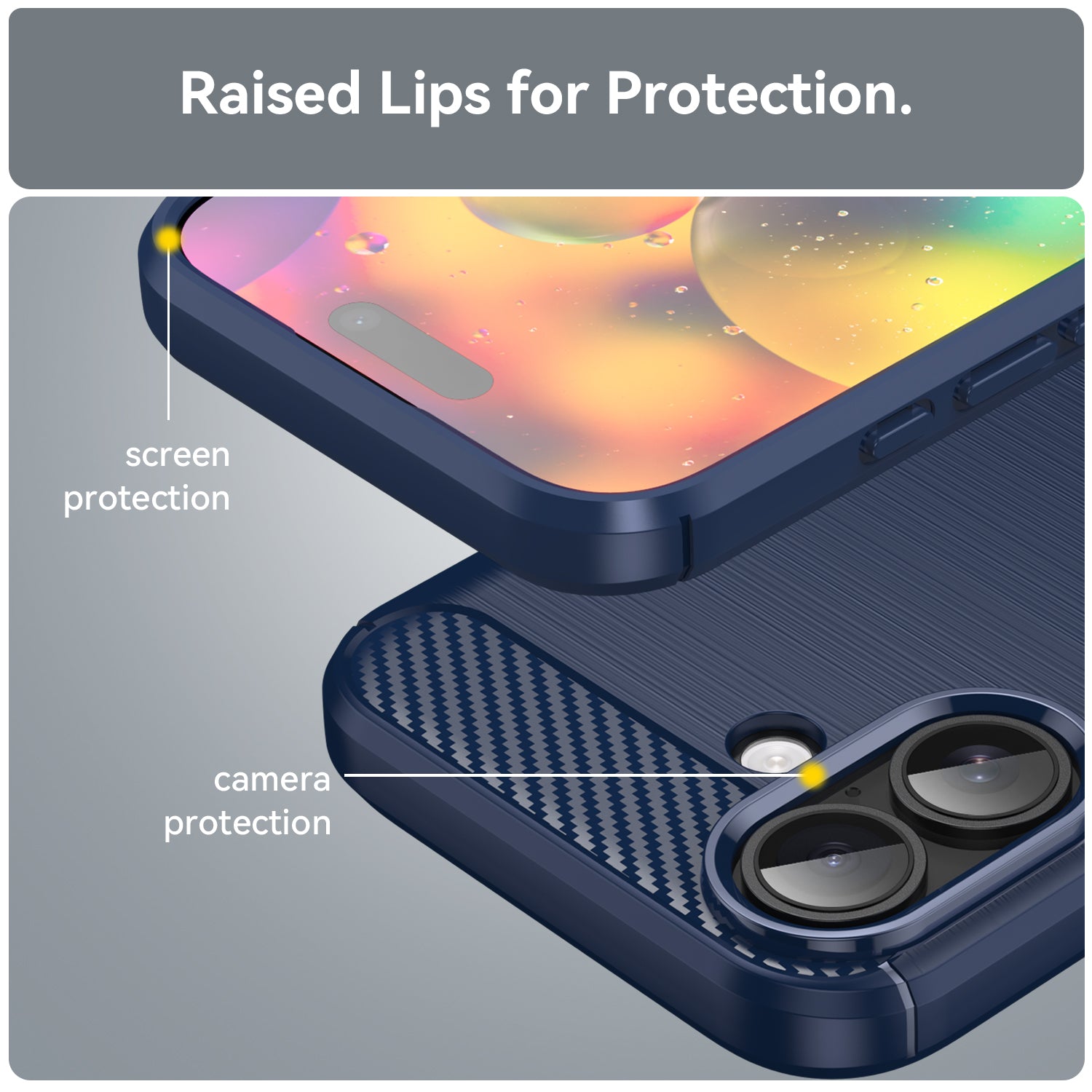 iPhone 17 Carbon Fibre TPU Case Slim Shockproof Cover Navy