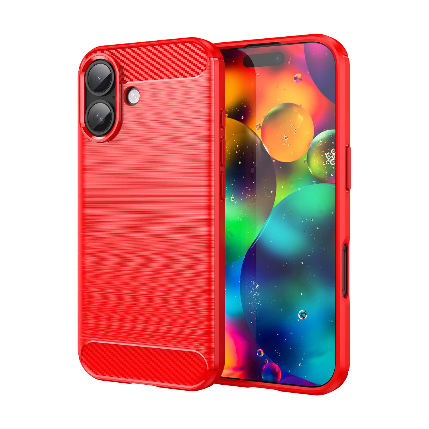 iPhone 17 Carbon Fibre TPU Case Slim Shockproof Cover Red