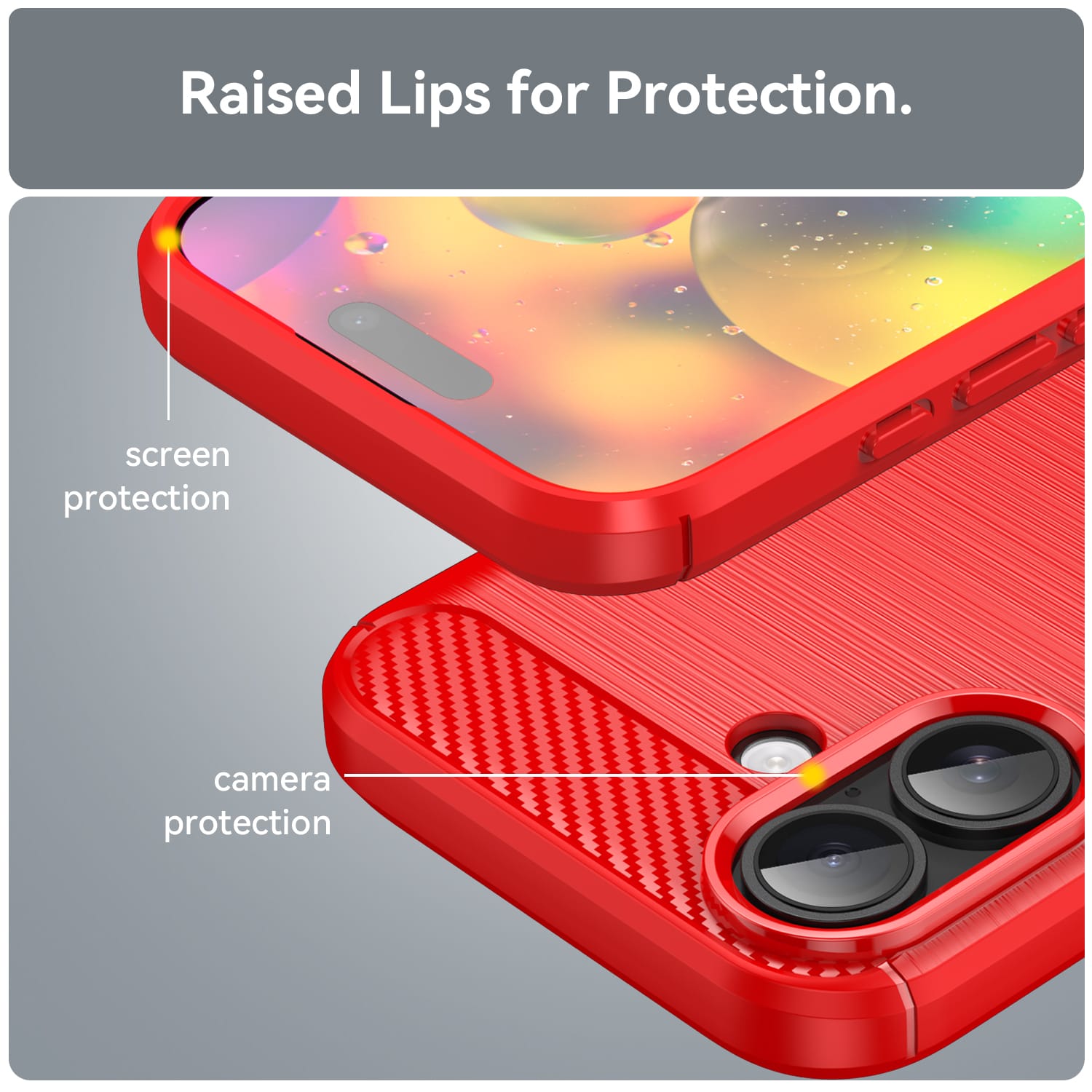 iPhone 17 Carbon Fibre TPU Case Slim Shockproof Cover Red